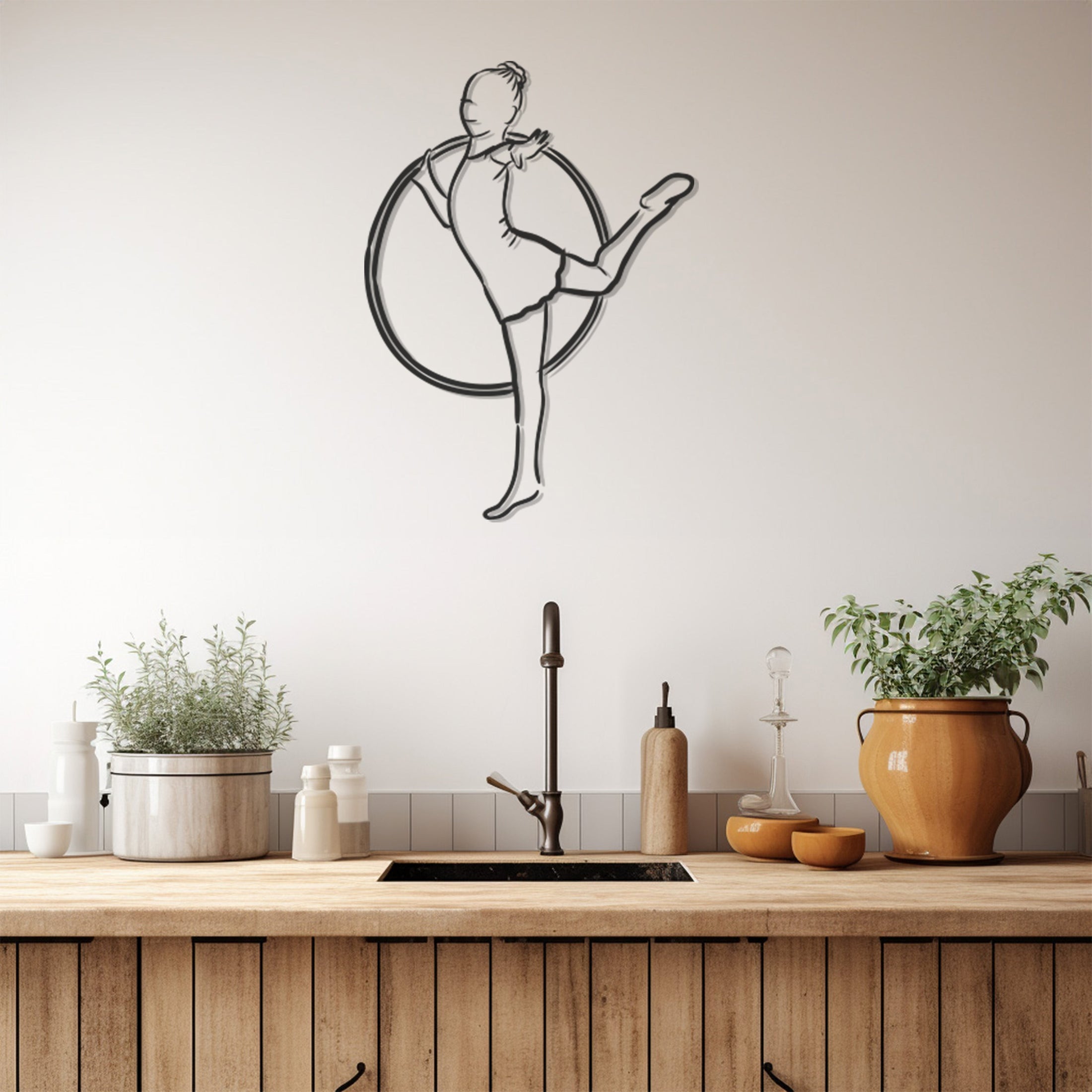 Girl Doing Gymnastics Metal Wall Art