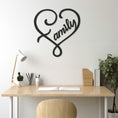 Load image into Gallery viewer, Line Art Metal Wall Decor With Family. Written Inside The Heart
