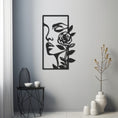 Load image into Gallery viewer, Silhouette Of Woman With Flower On Face Line Art Metal Wall Art
