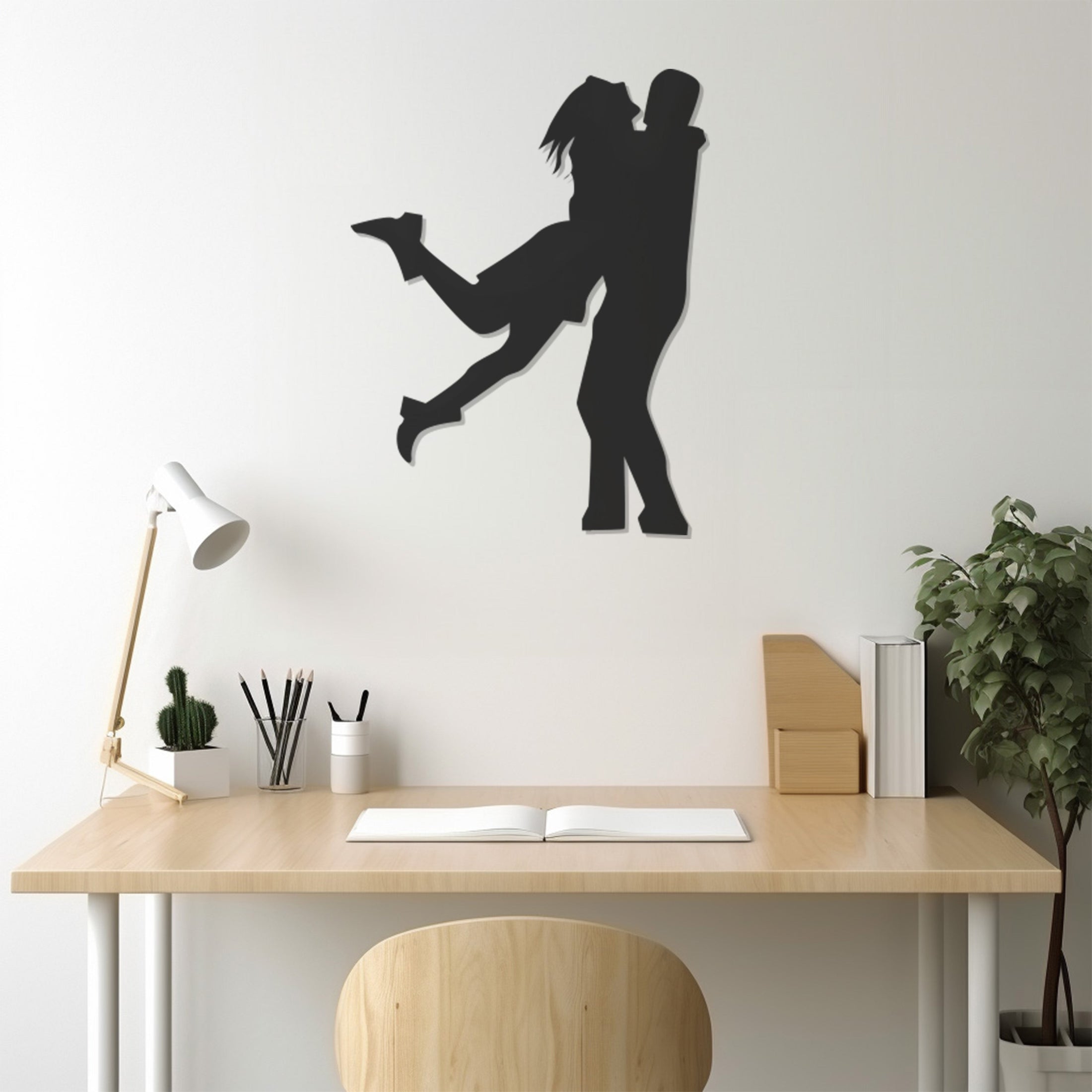 Spouses Hugging Metal Wall Art