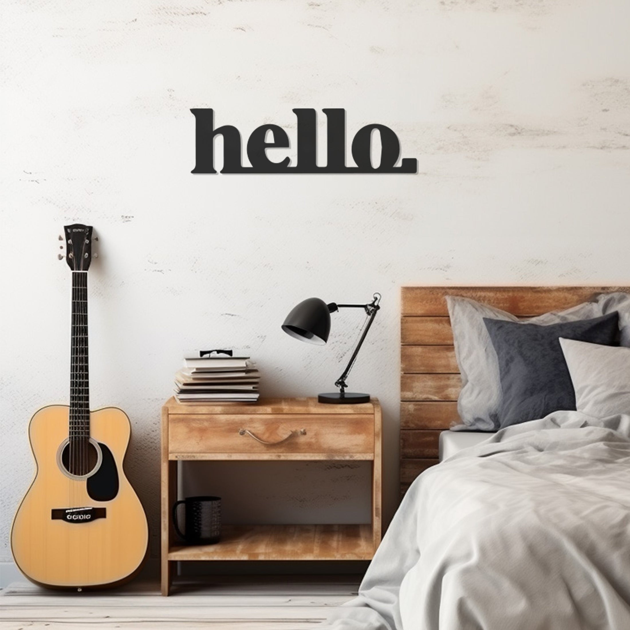 Metal Wall Decor With Hello Lettering, Wall Decor, Metal Wall art