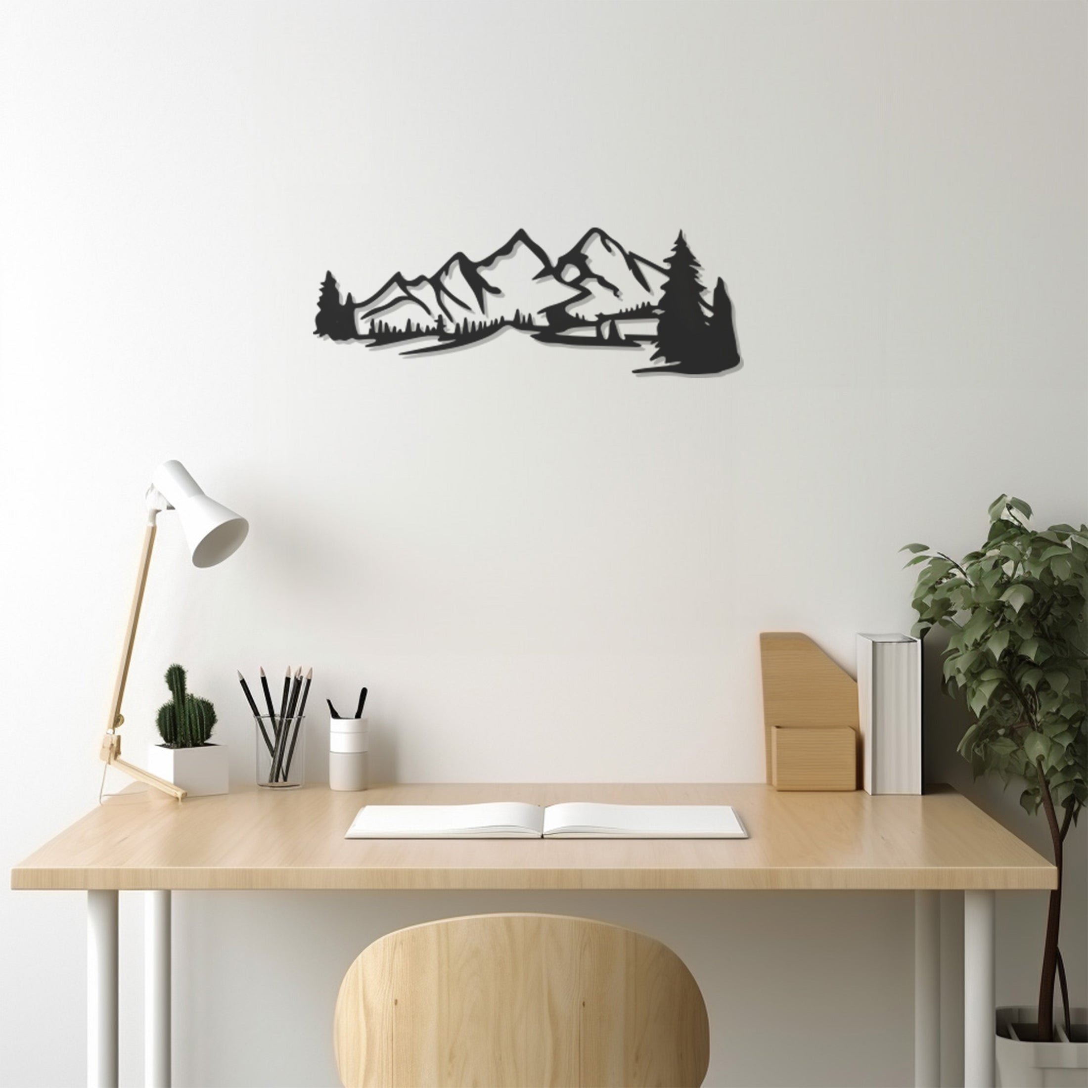 Forest Mountain Silhouette Metal Wall Art Decor