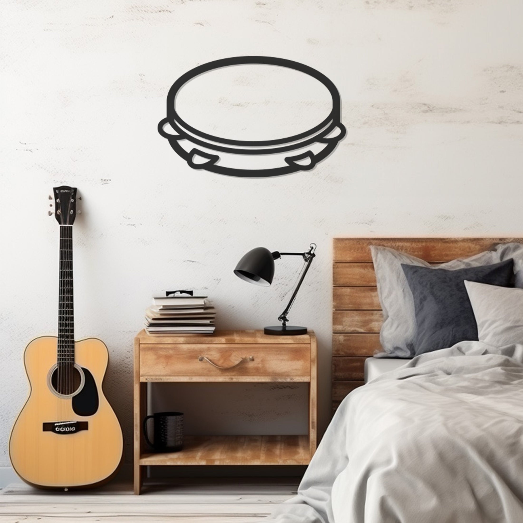 Musical Instrument Tambourine Metal Wall Art, Metal Wall art