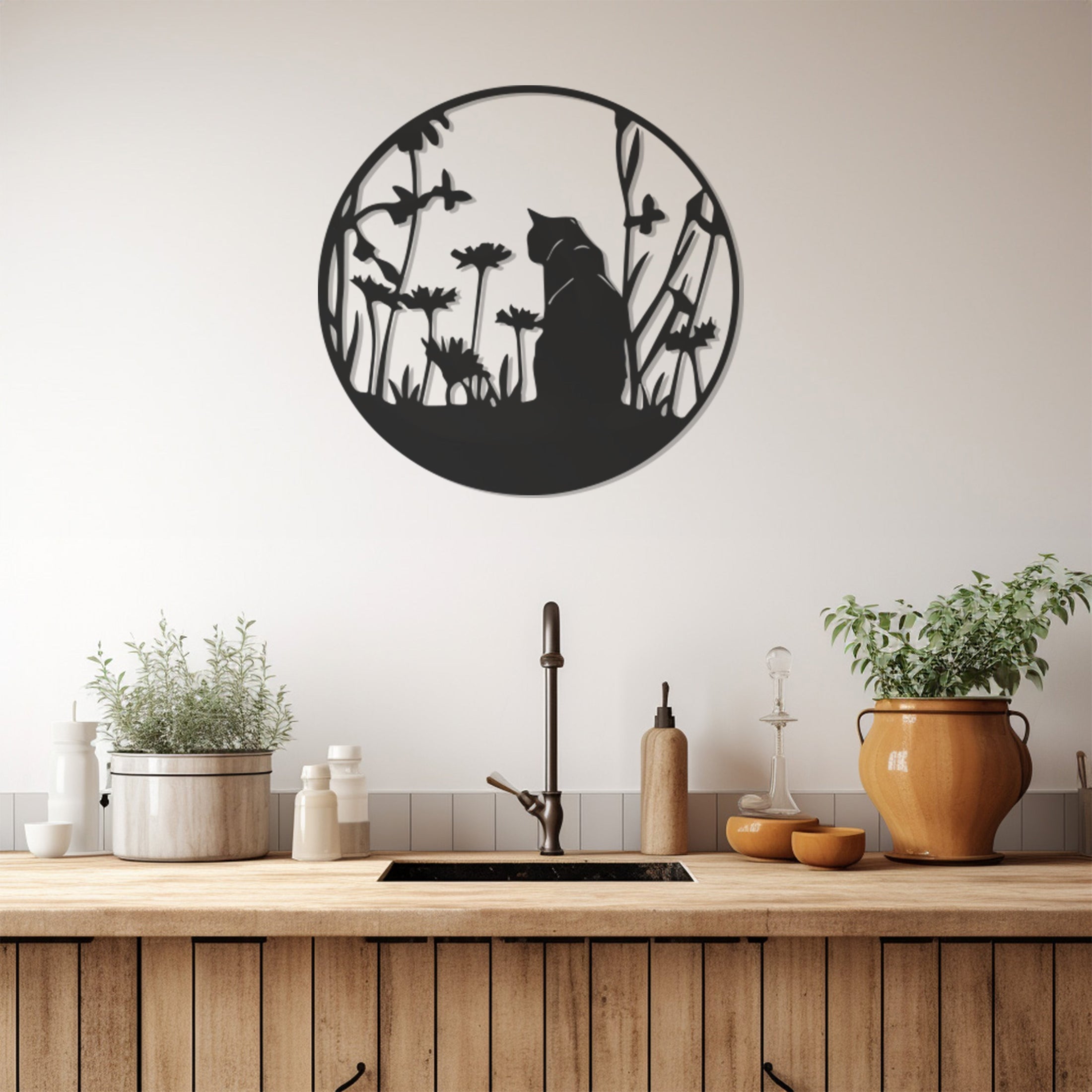 Cat Silhouette Metal Wall Art