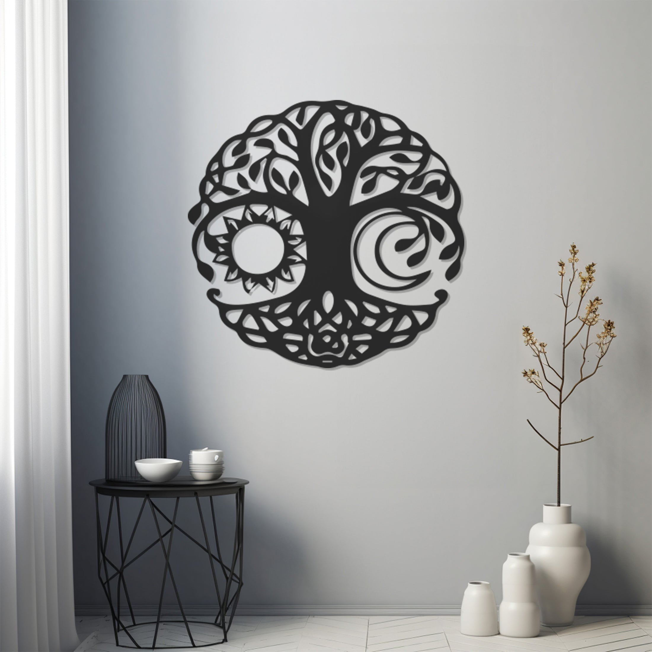 Sun And Moon Tree Metal Wall Decor