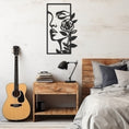 Load image into Gallery viewer, Silhouette Of Woman With Flower On Face Line Art Metal Wall Art
