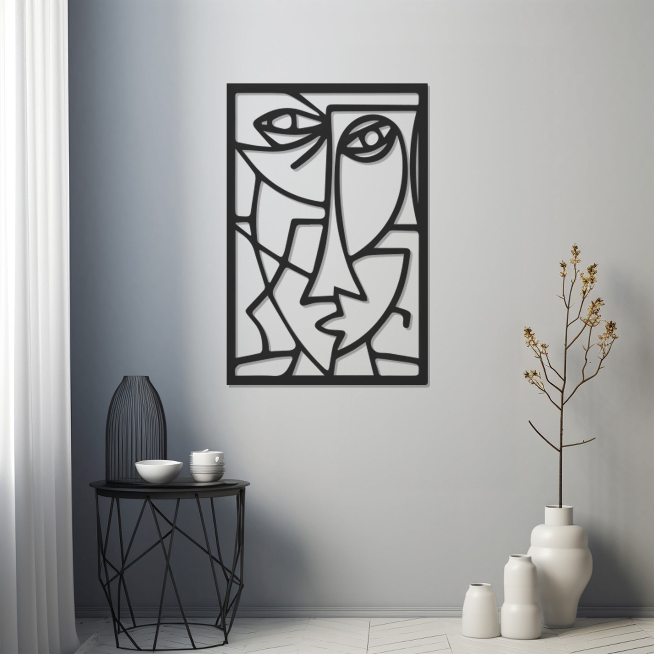 Geometric Face Metal Wall Decor