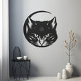 Load image into Gallery viewer, Silhouette Of The Cat'S Head Over The Crescent Metal Wall Art
