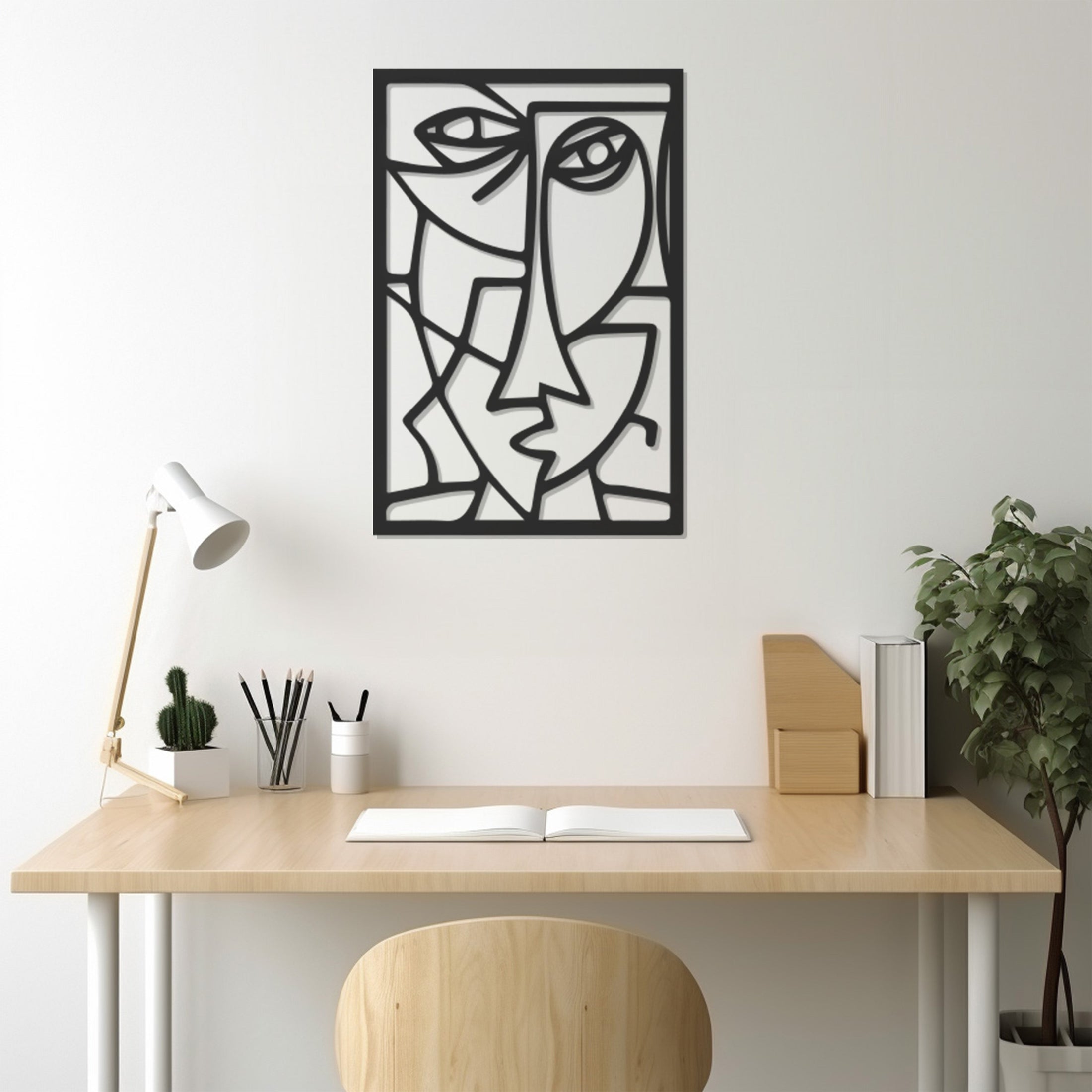 Geometric Face Metal Wall Decor