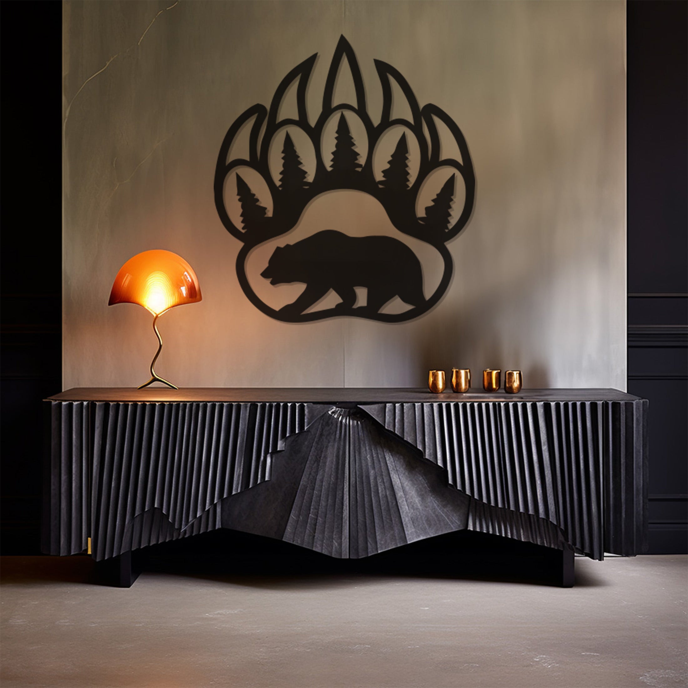 Wild Bear Paw Metal Wall Art