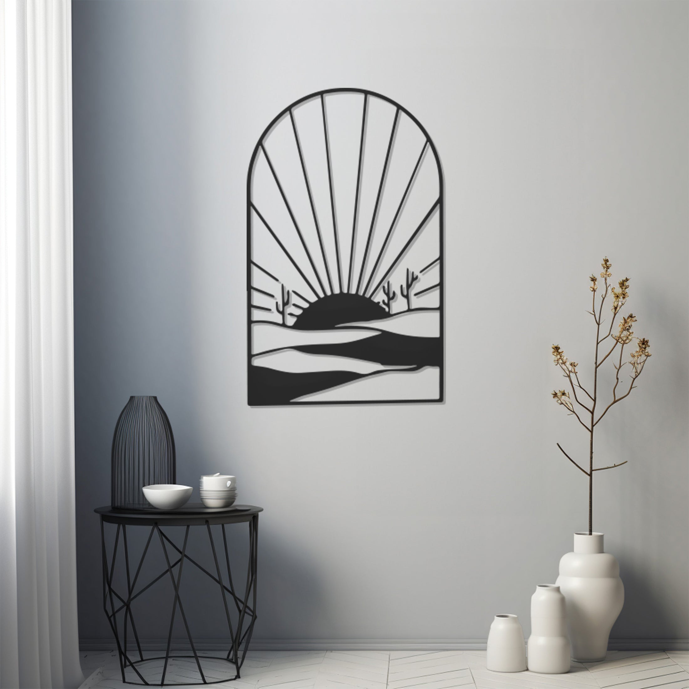 Sunny Road And Window Metal Wall Art