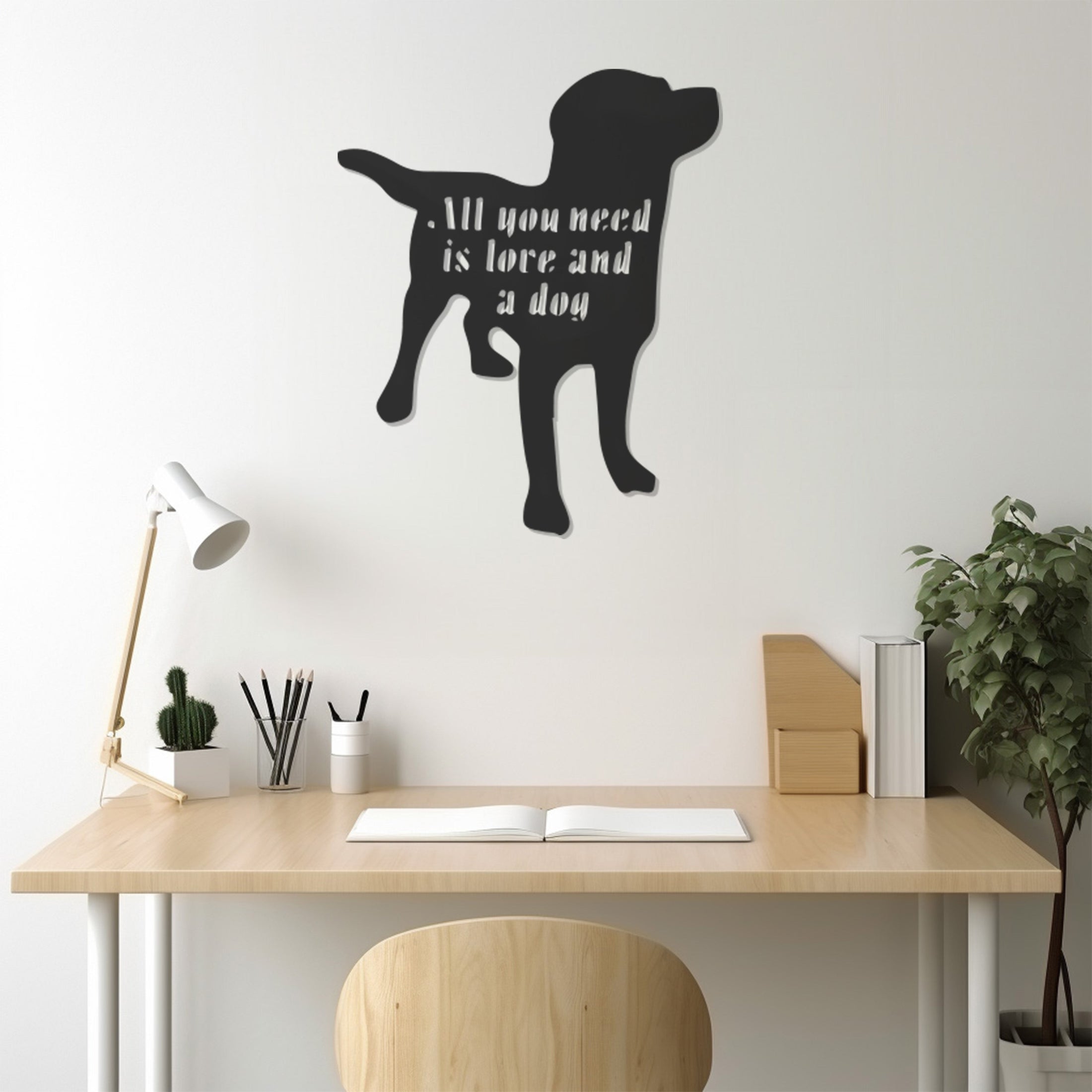 Emtal Wall Decor With Silhouette Of A Dog With The Inscription All You Need Is Lore And A Dog