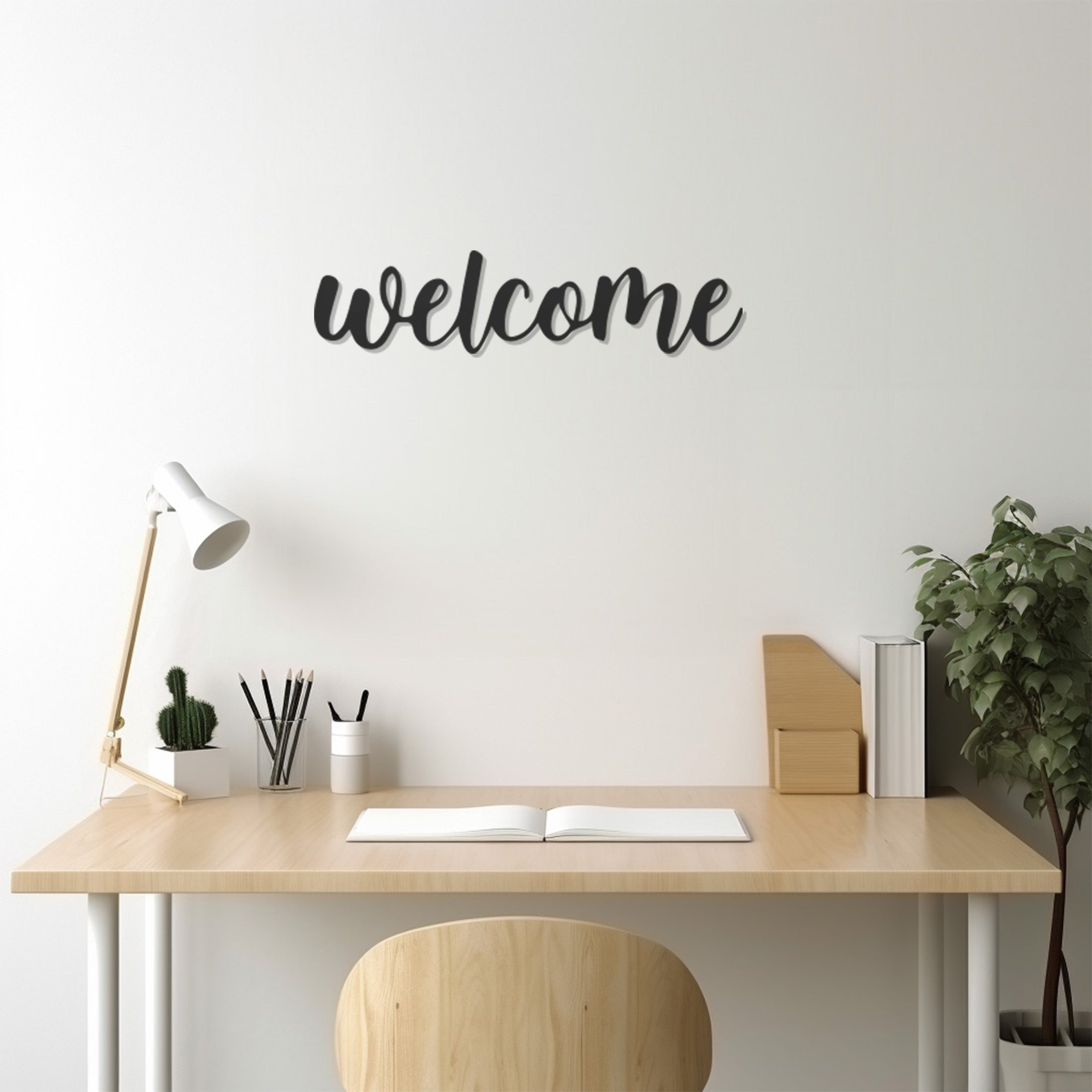 Metal Wall Decor With Welcome Inscription