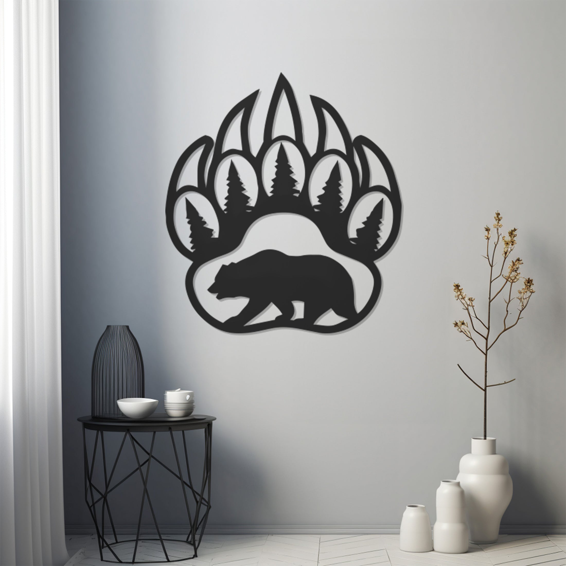 Wild Bear Paw Metal Wall Art