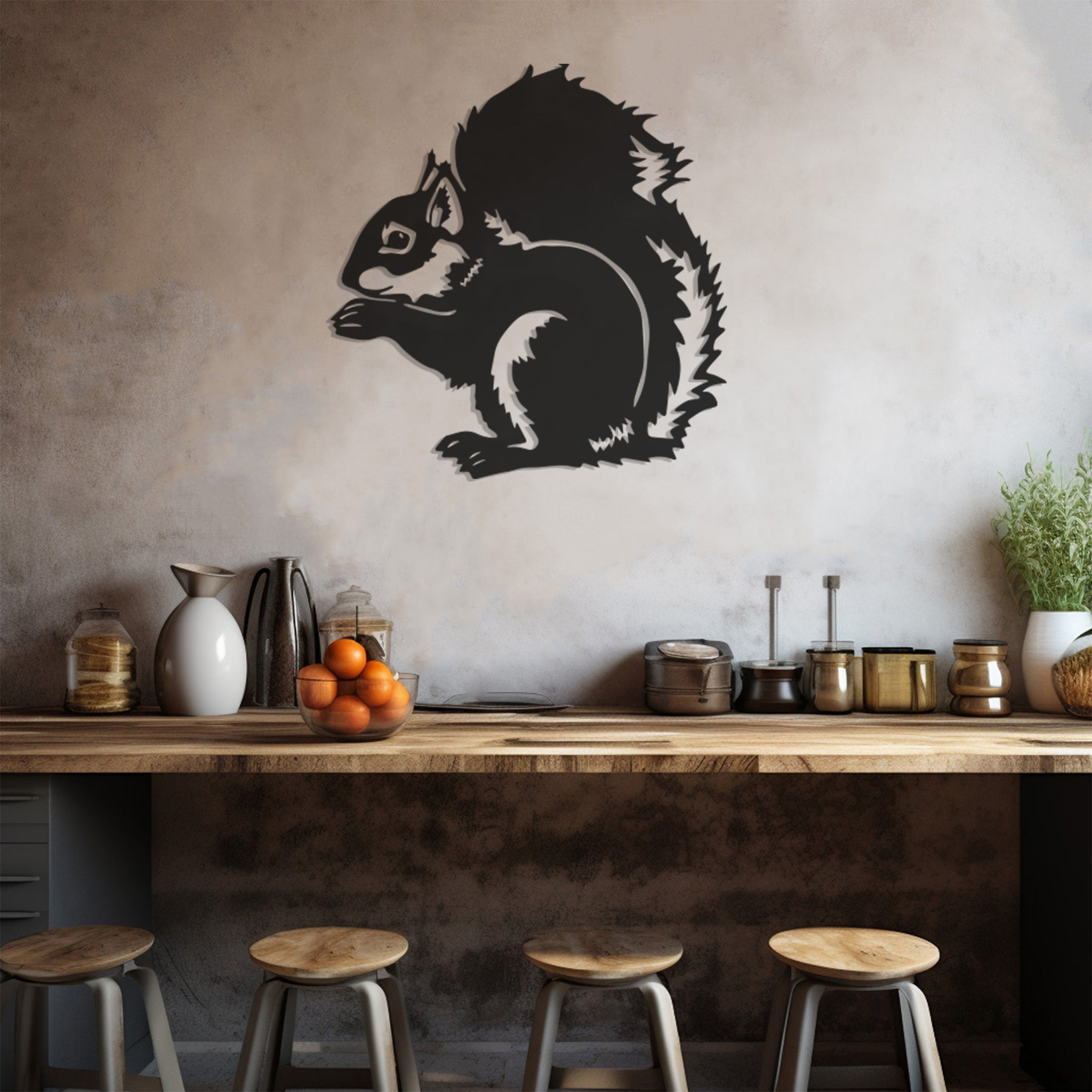 Squirrel Silhouette Metal Wal Art