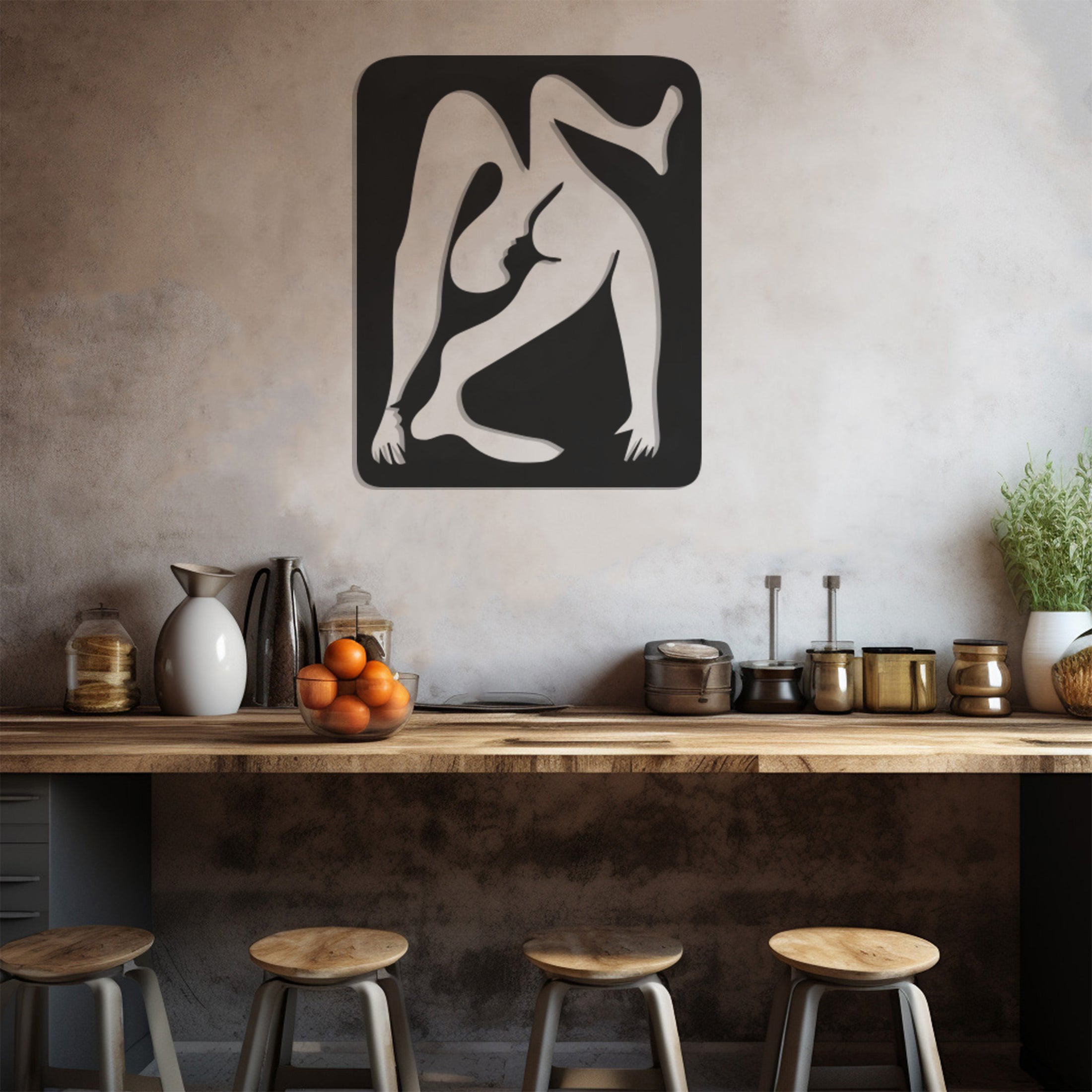 Minimalist Human Silhouette Metal Wall Art