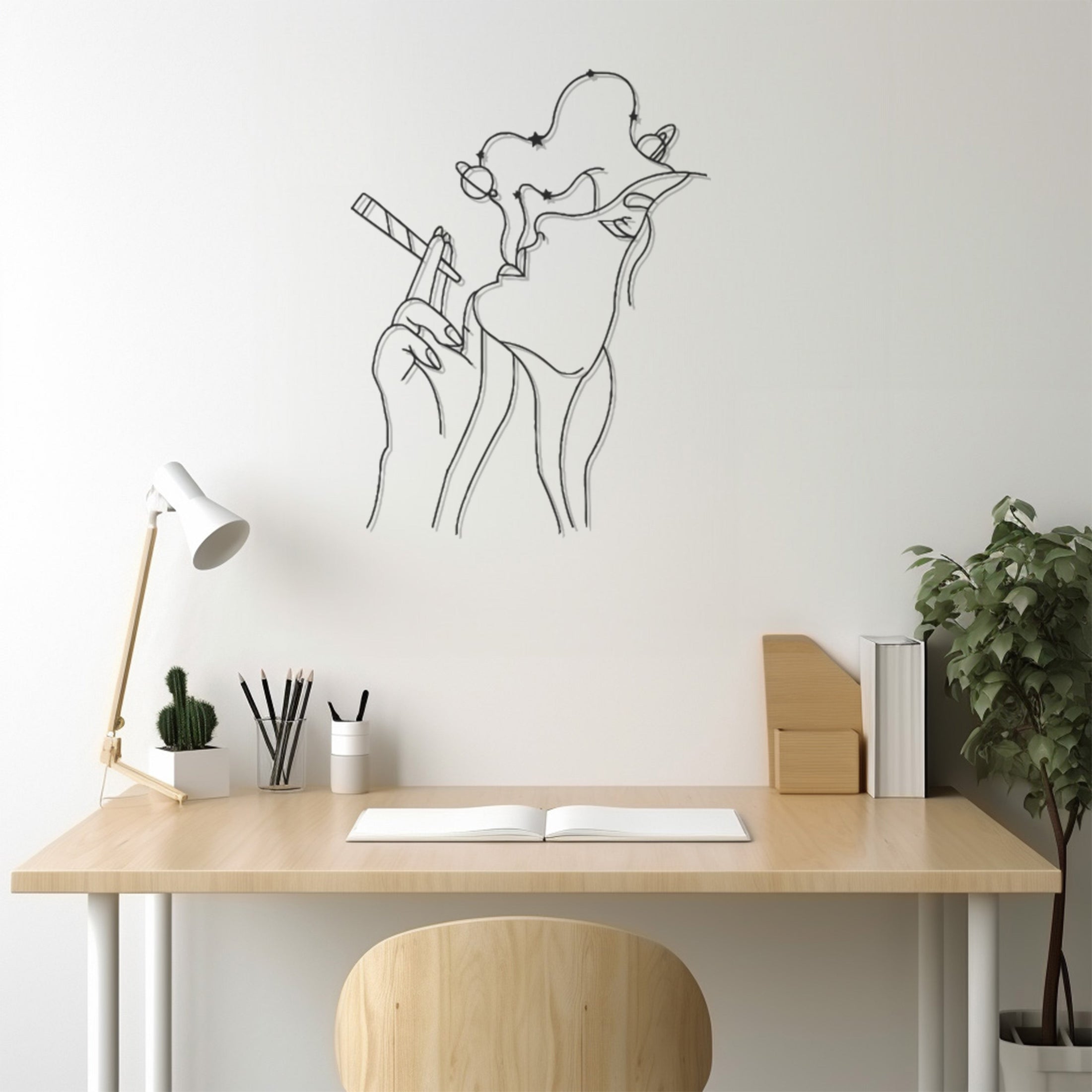 Smoking Woman Silhouette Metal Wall Art Decor