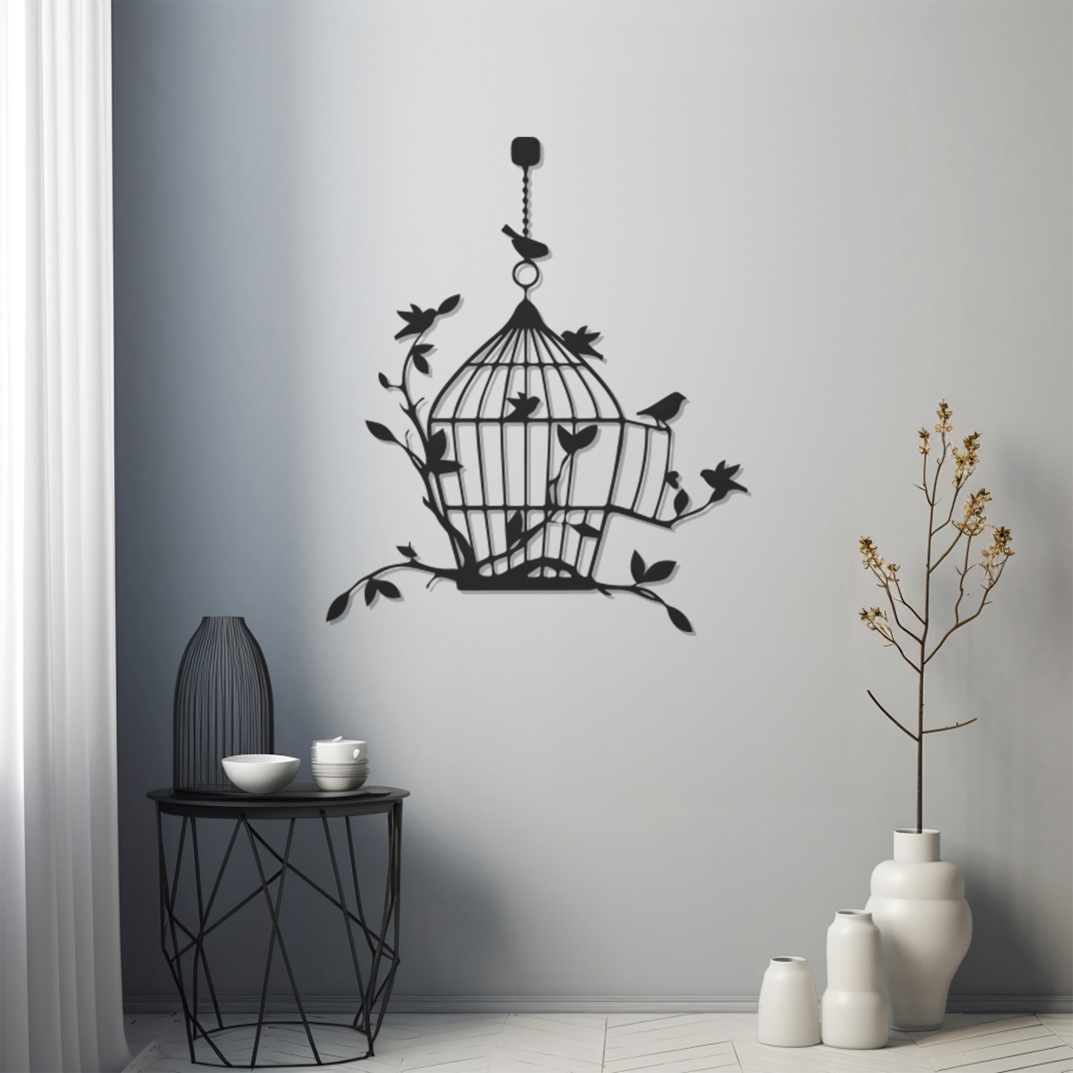 Birdcage,Birds Metal Wall Art