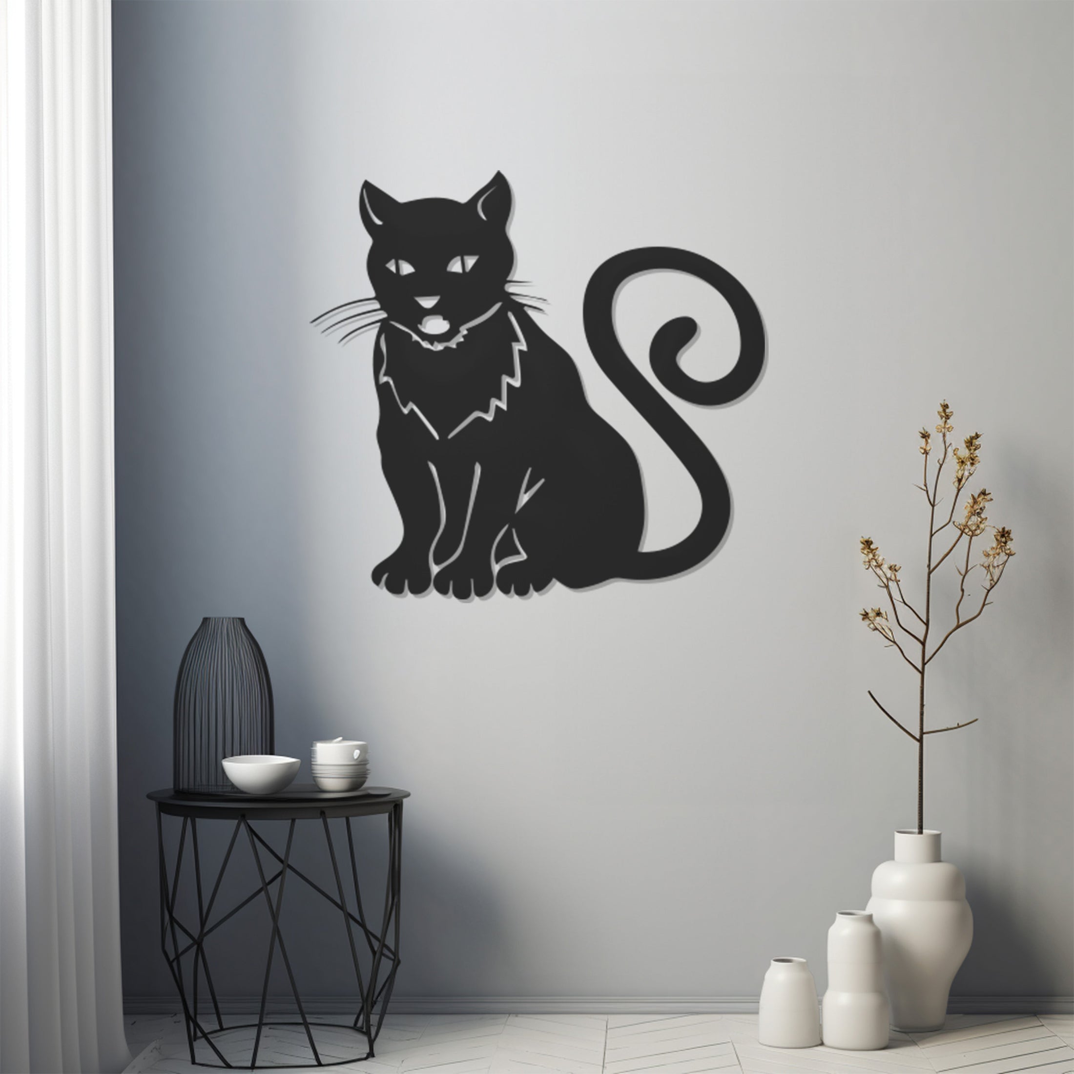 Black Cat Metal Wall Decor