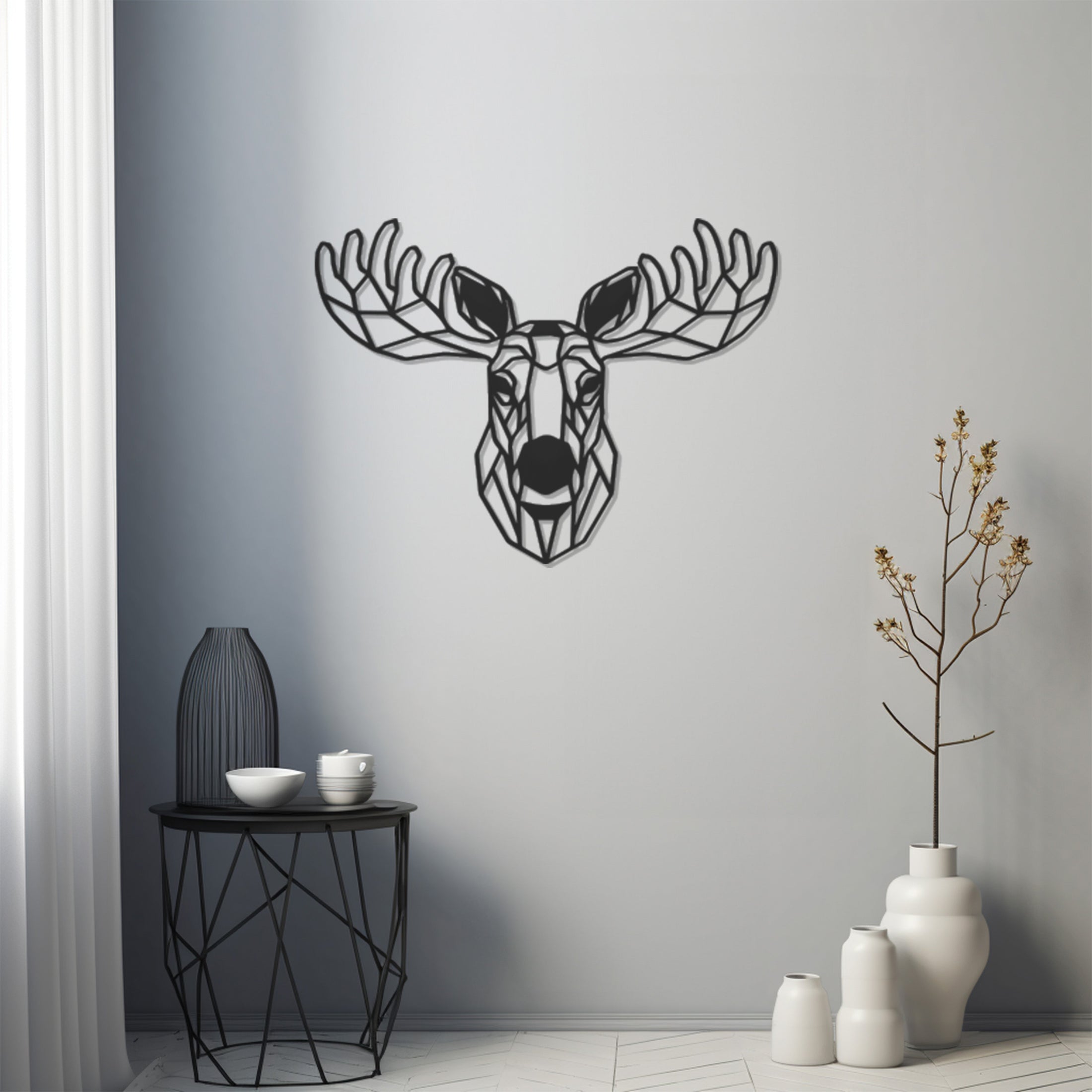 Geometric Deer Metal Wall Decor