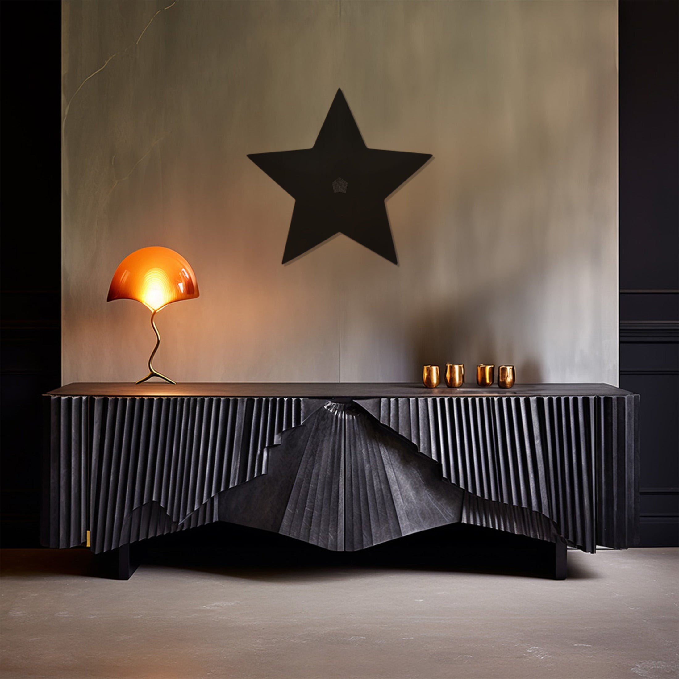 Black Star Shadow In The Middle Metal Wall Art