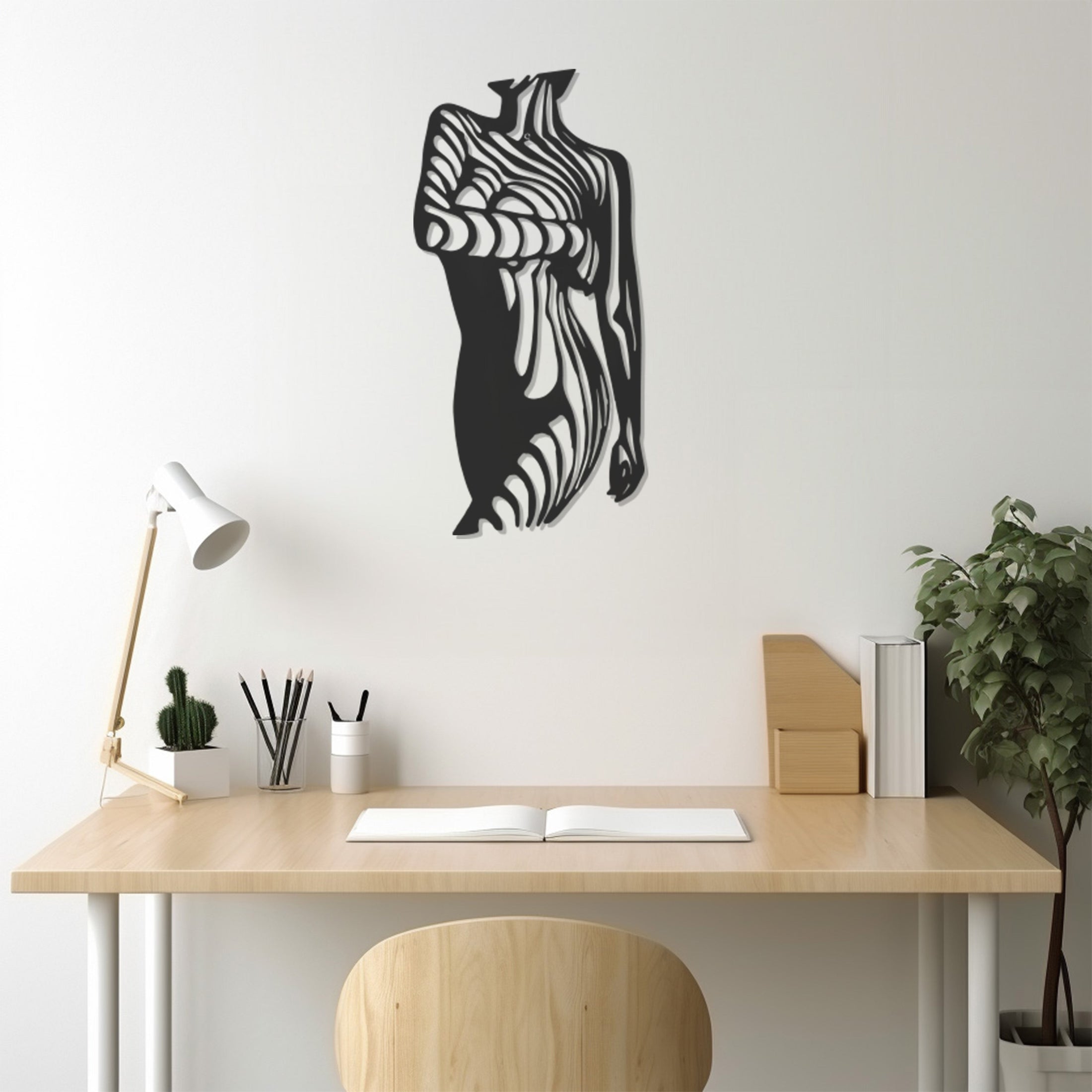 Zebra Print Woman Silhouette Metal Wall Art