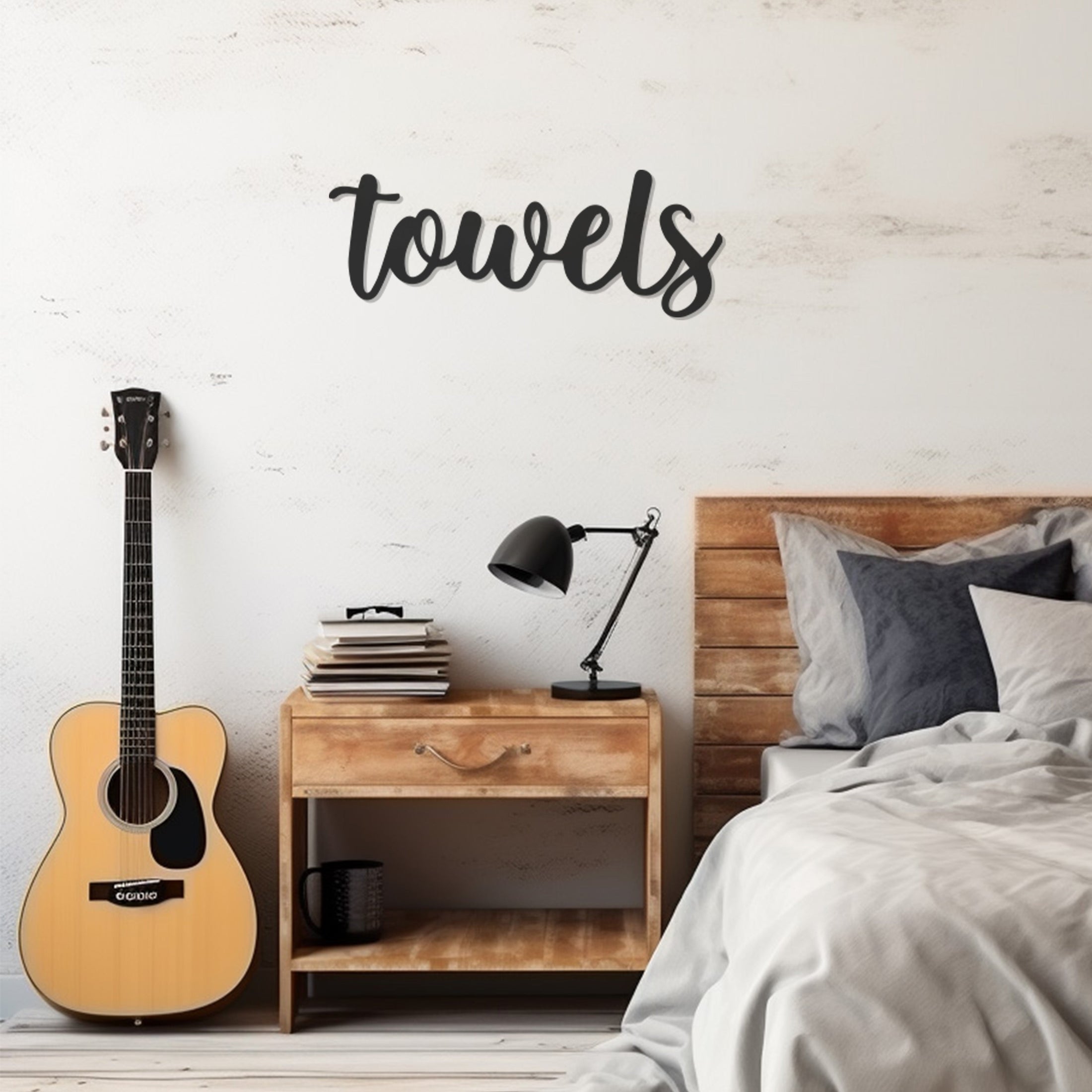 Metal Wall Decor With Towels Lettering, Wall Decor, Metal Wall art