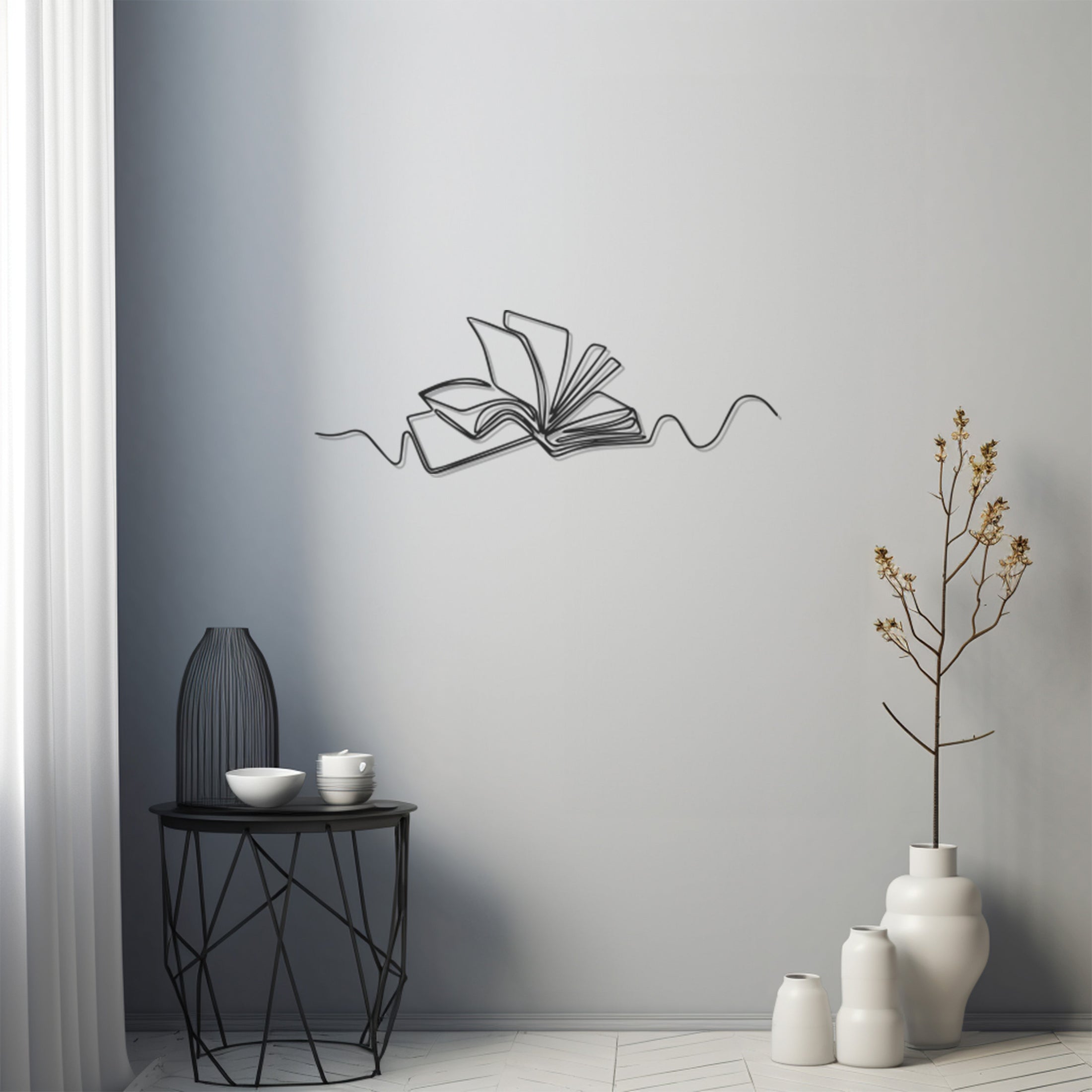 Book Line Art Metal Wall Art Decor