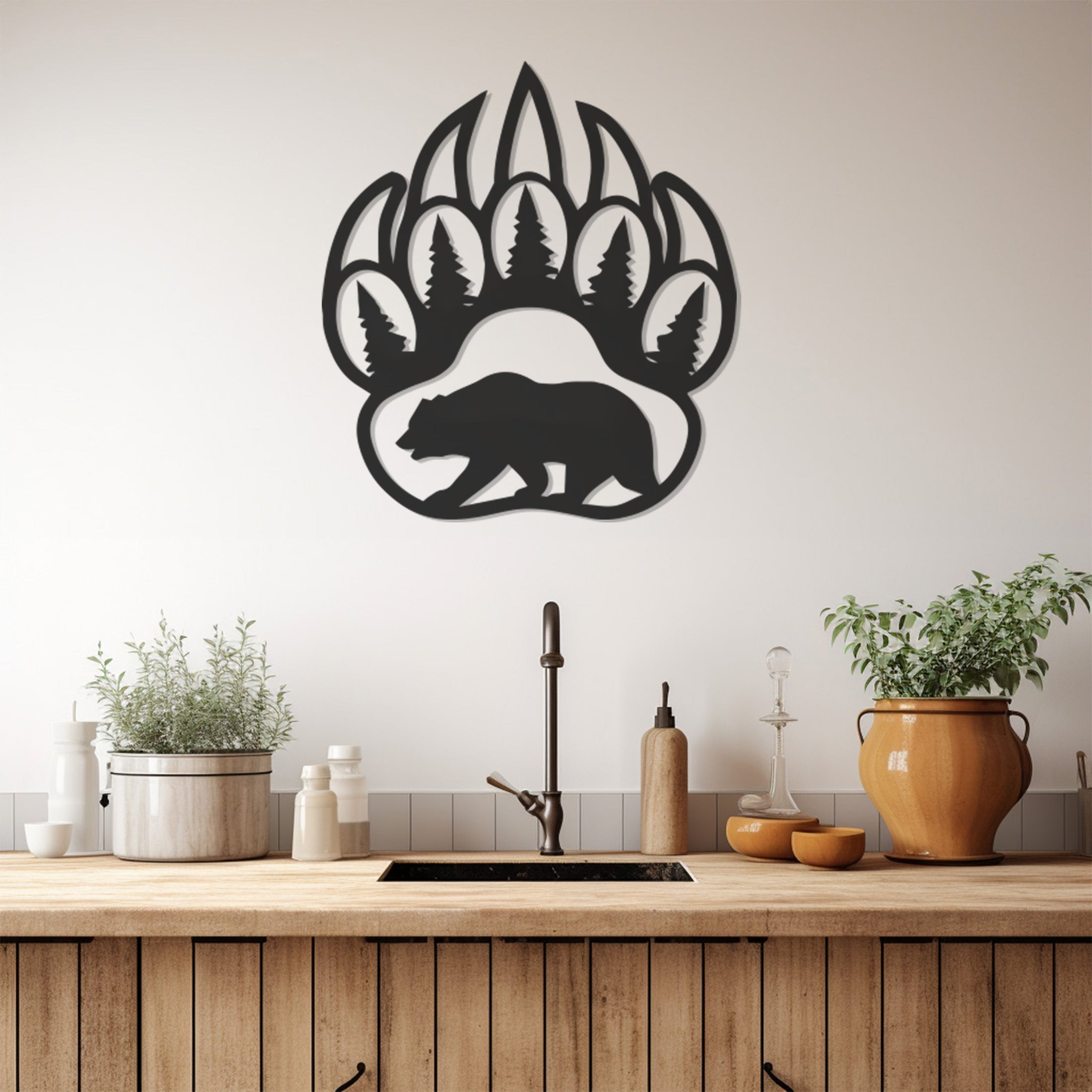 Wild Bear Paw Metal Wall Art