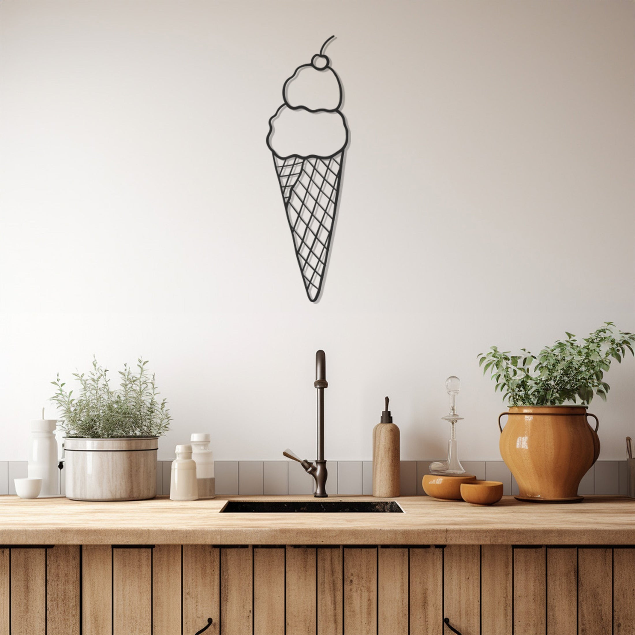 Ice Cream Cone Metal Wall Art, Wall Decor, Metal Wall art