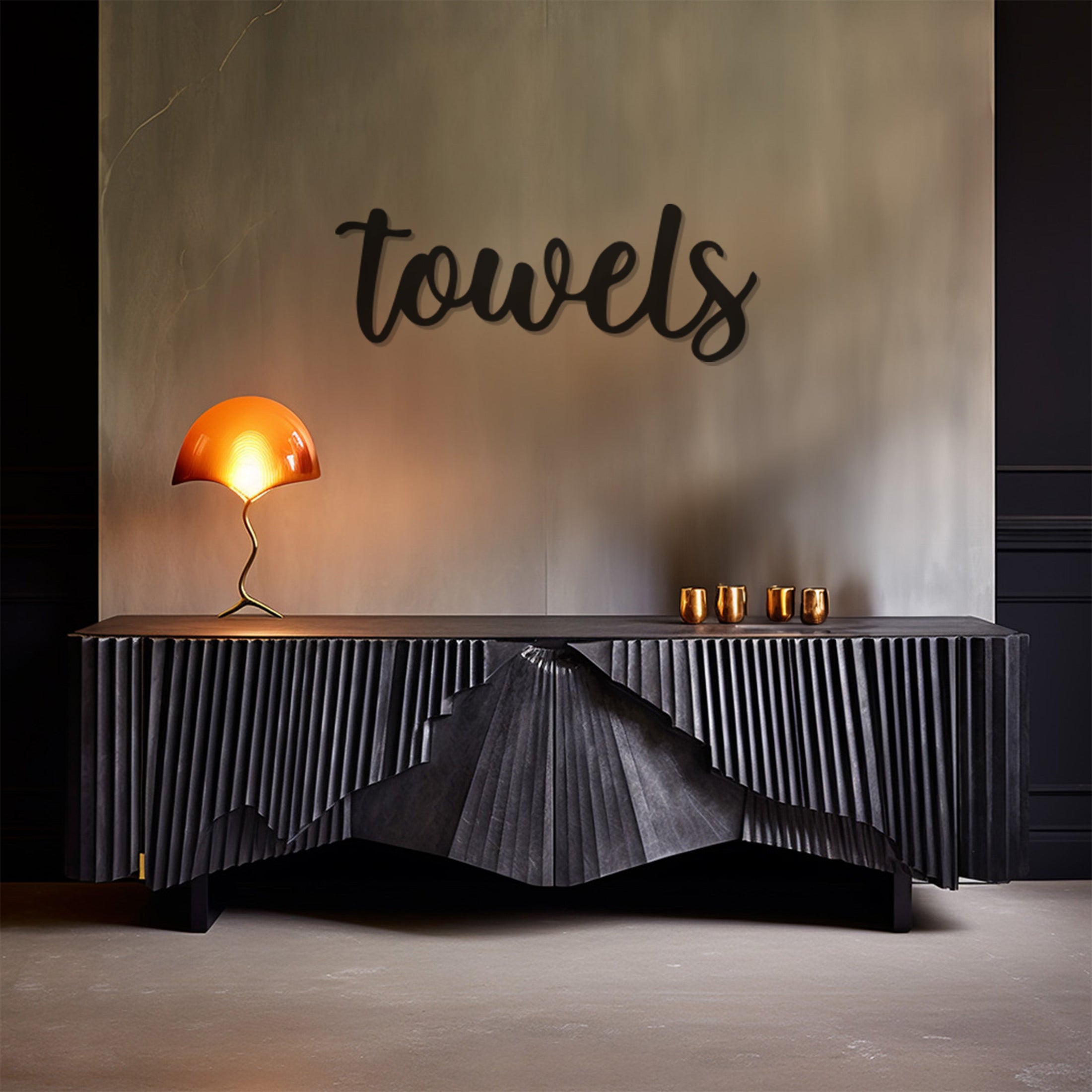 Metal Wall Decor With Towels Lettering