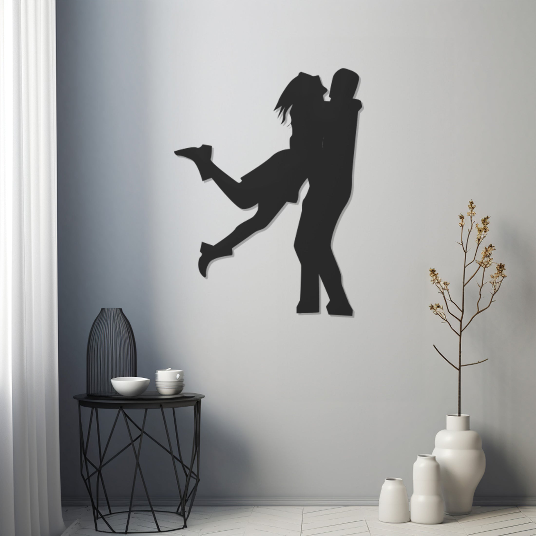 Spouses Hugging Metal Wall Art