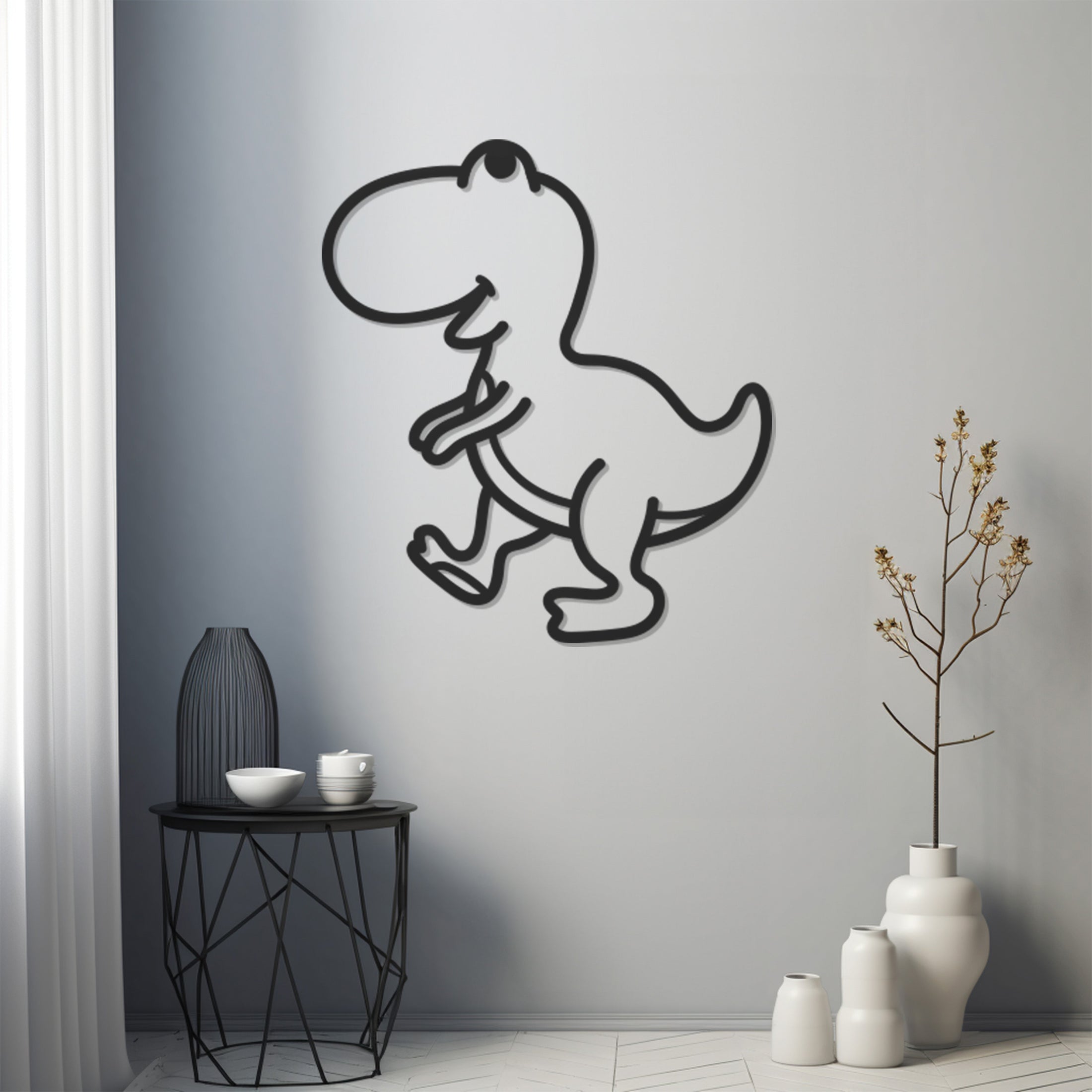 Baby Dinosaur Object Metal Wall Art