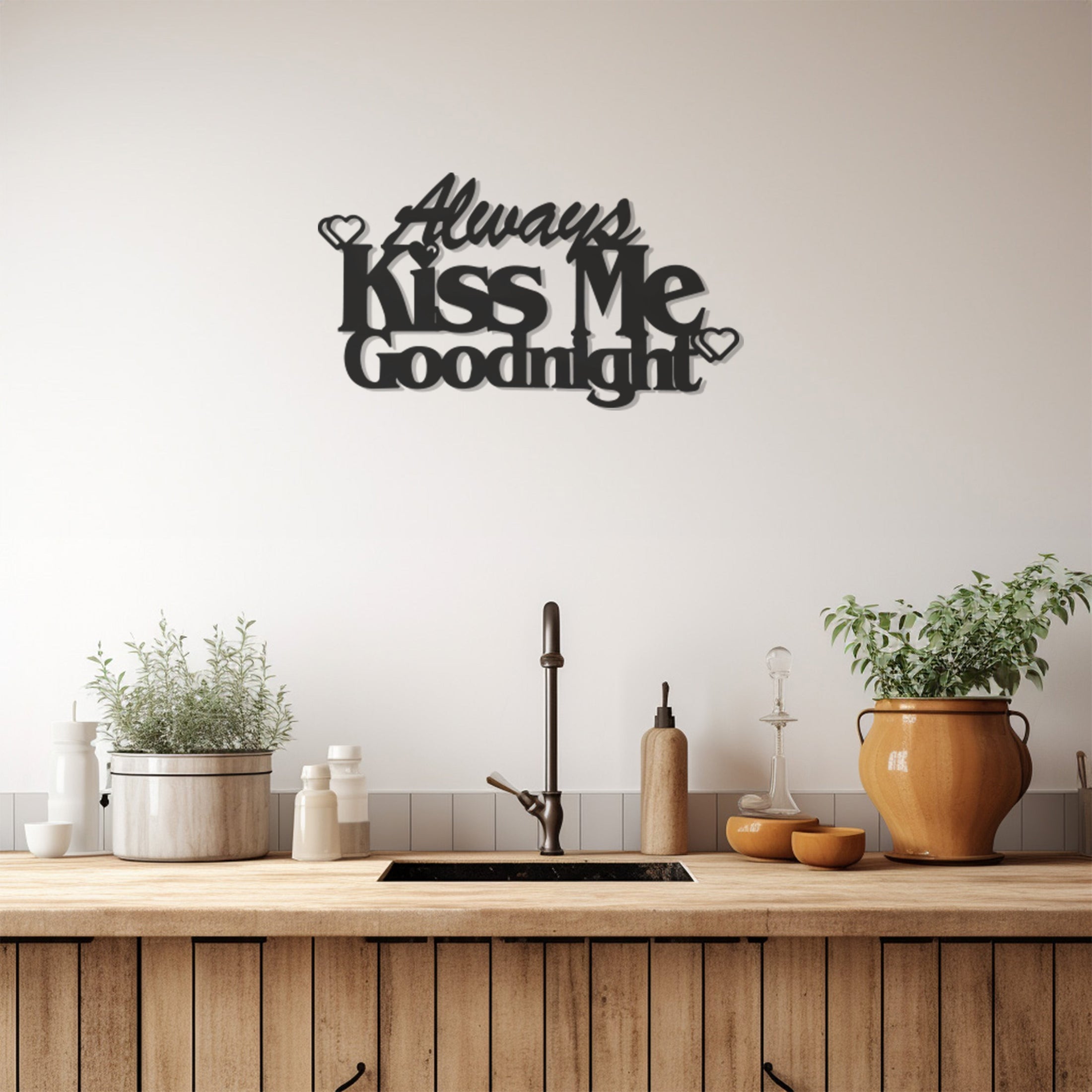 Always Kiss Me Goodnight Lettering Metal Wall Decor