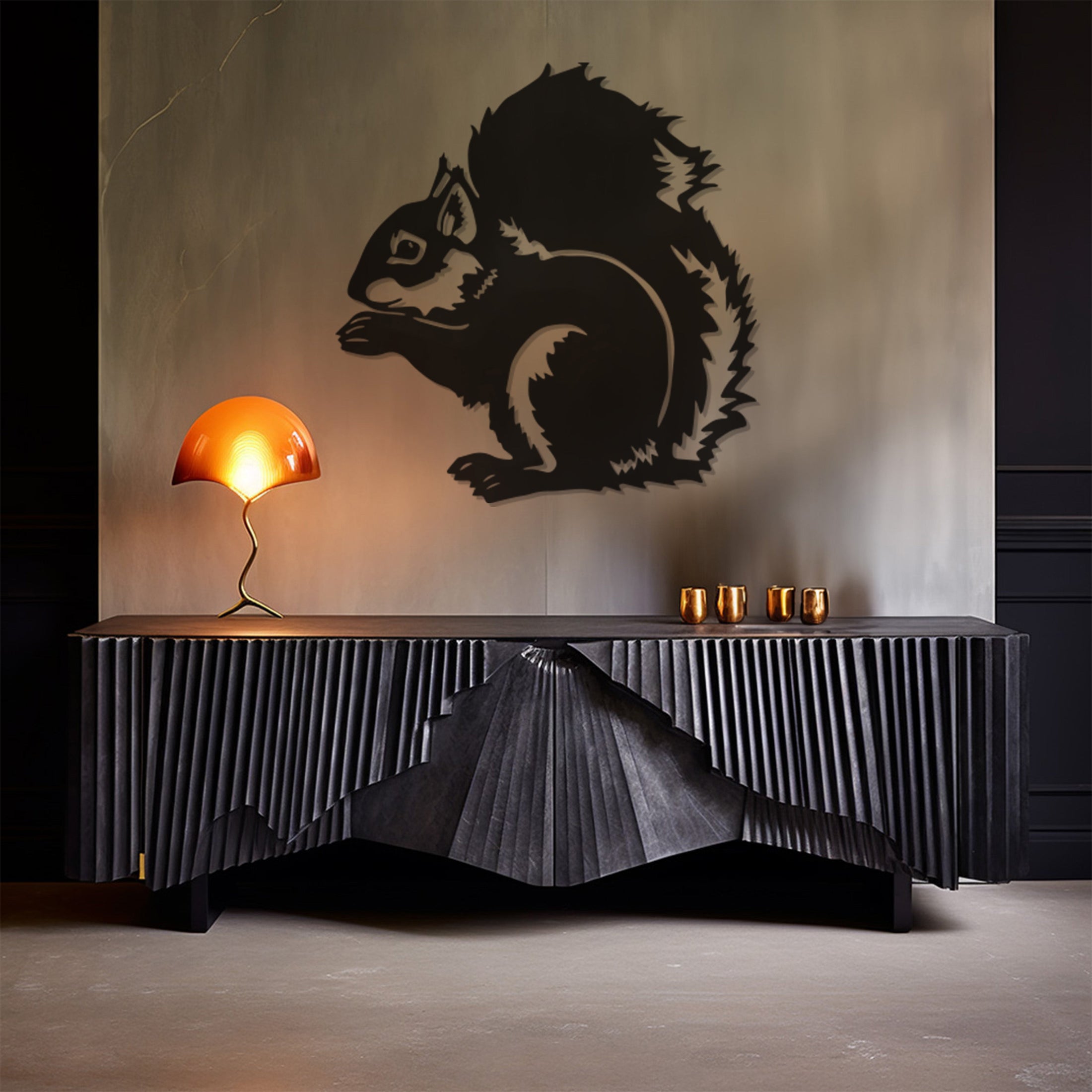 Squirrel Silhouette Metal Wal Art