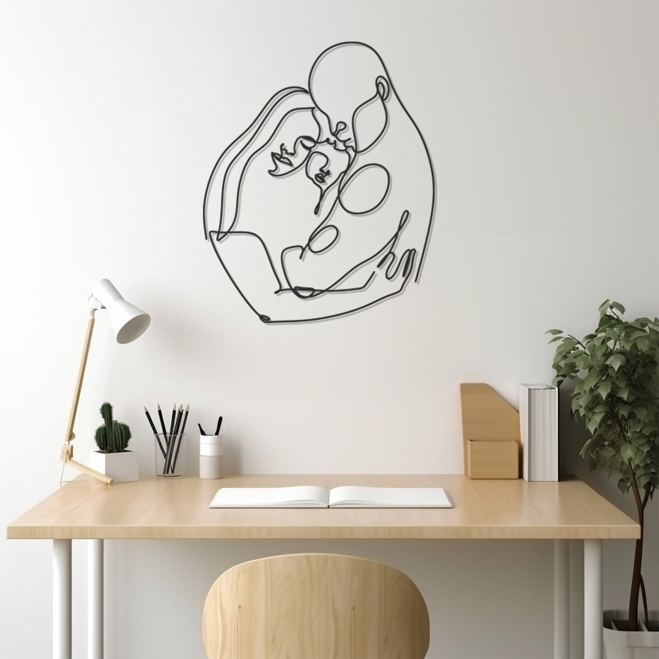 Metal Wall Decor With Lined Art Of Mum And Dad Holding Their Babies In Their Arms