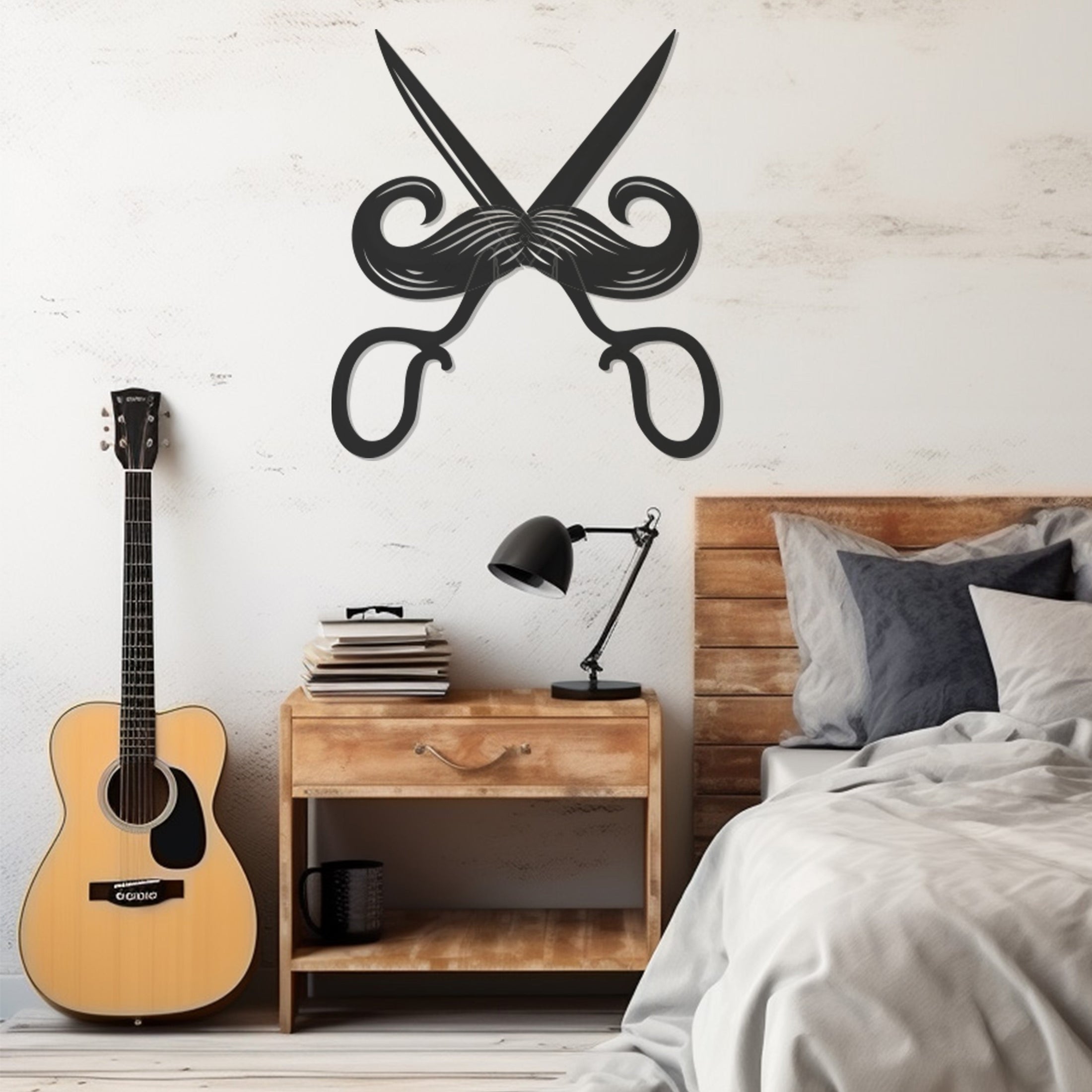 Mustache And Scissors Metal Wall Art, Wall Decor, Metal Wall art