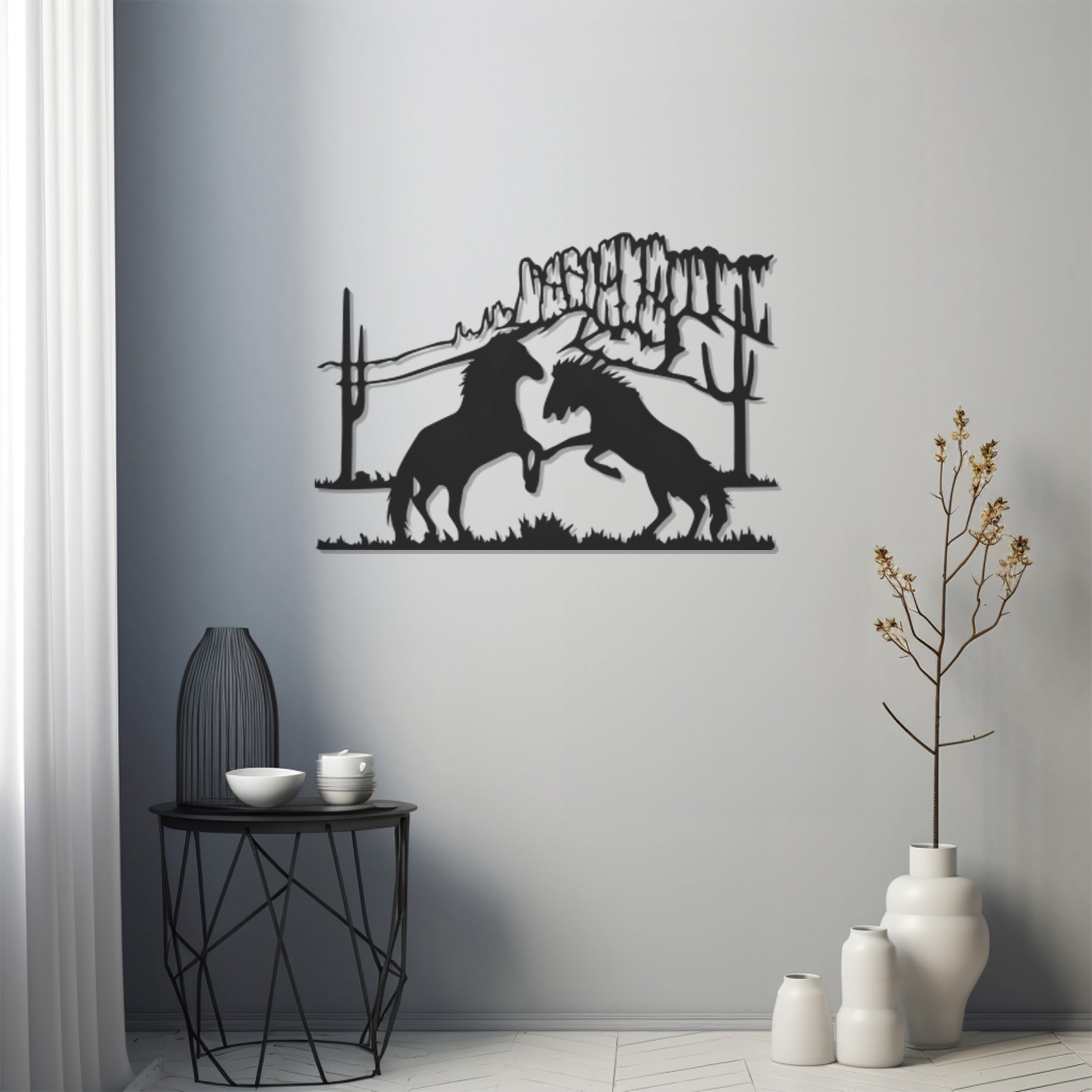 Dance Of Two Horses Metal Wall Art