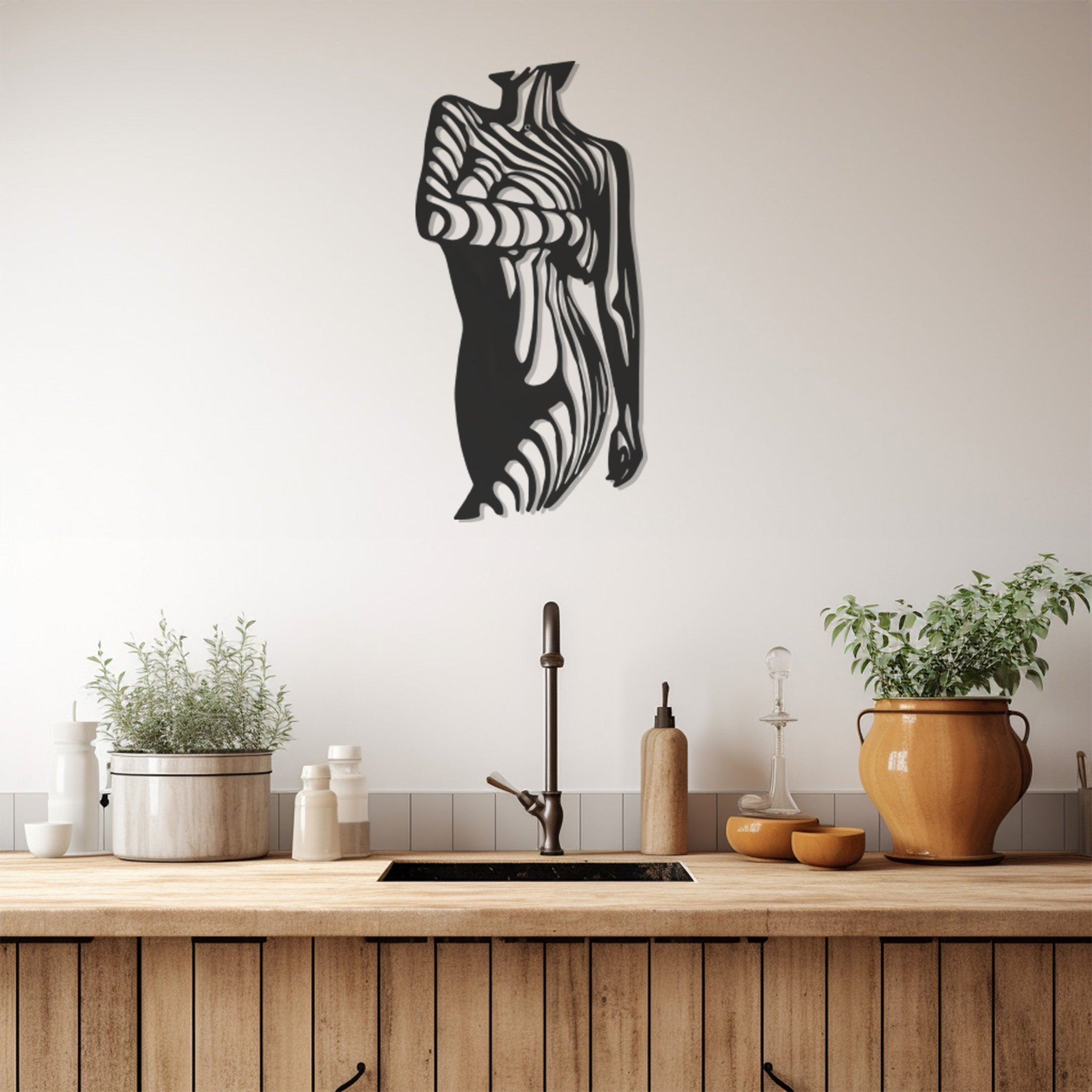 Zebra Print Woman Silhouette Metal Wall Art, Metal Wall art