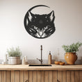 Load image into Gallery viewer, Silhouette Of The Cat'S Head Over The Crescent Metal Wall Art
