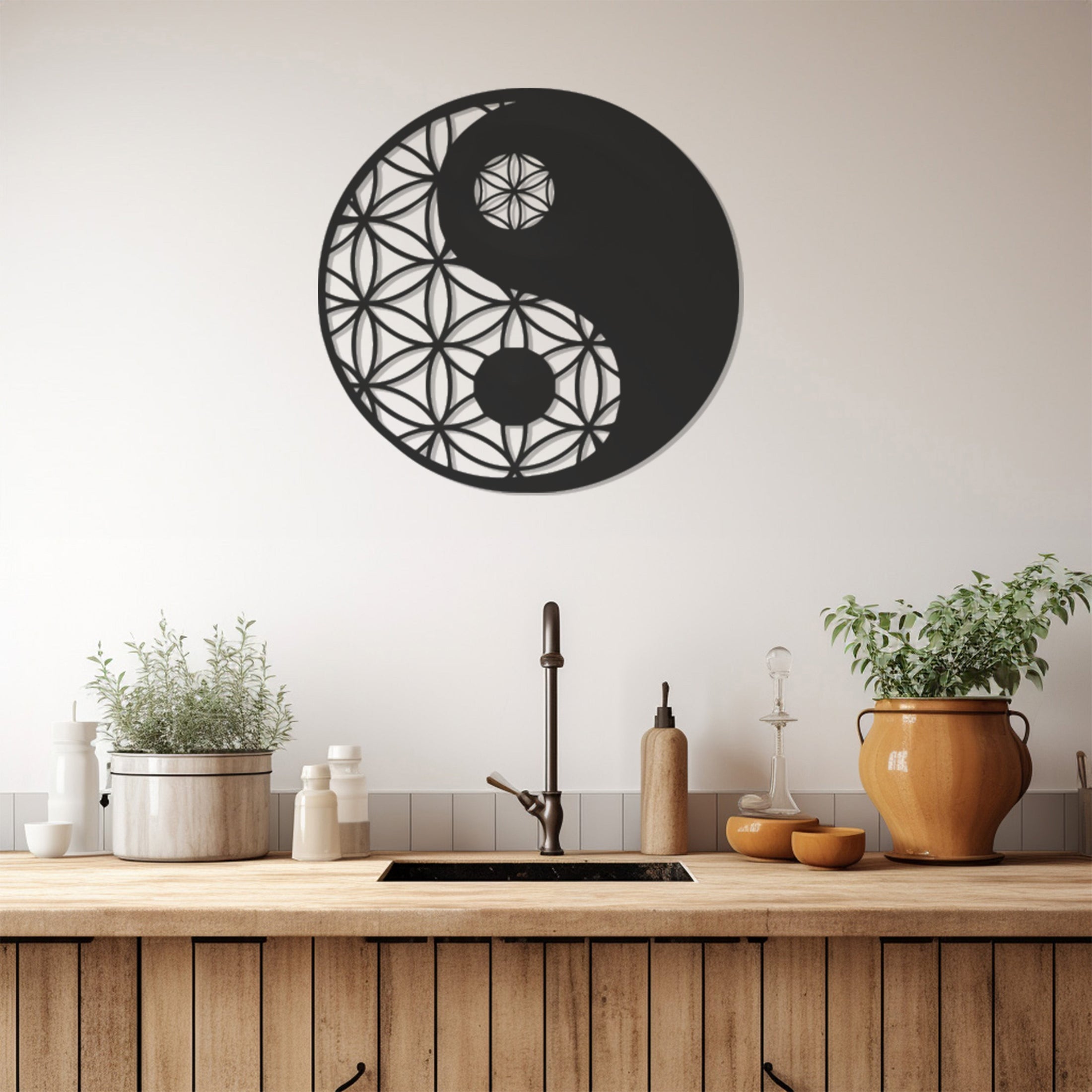 Yinyang Geometric Patterned Metal Wall Decor