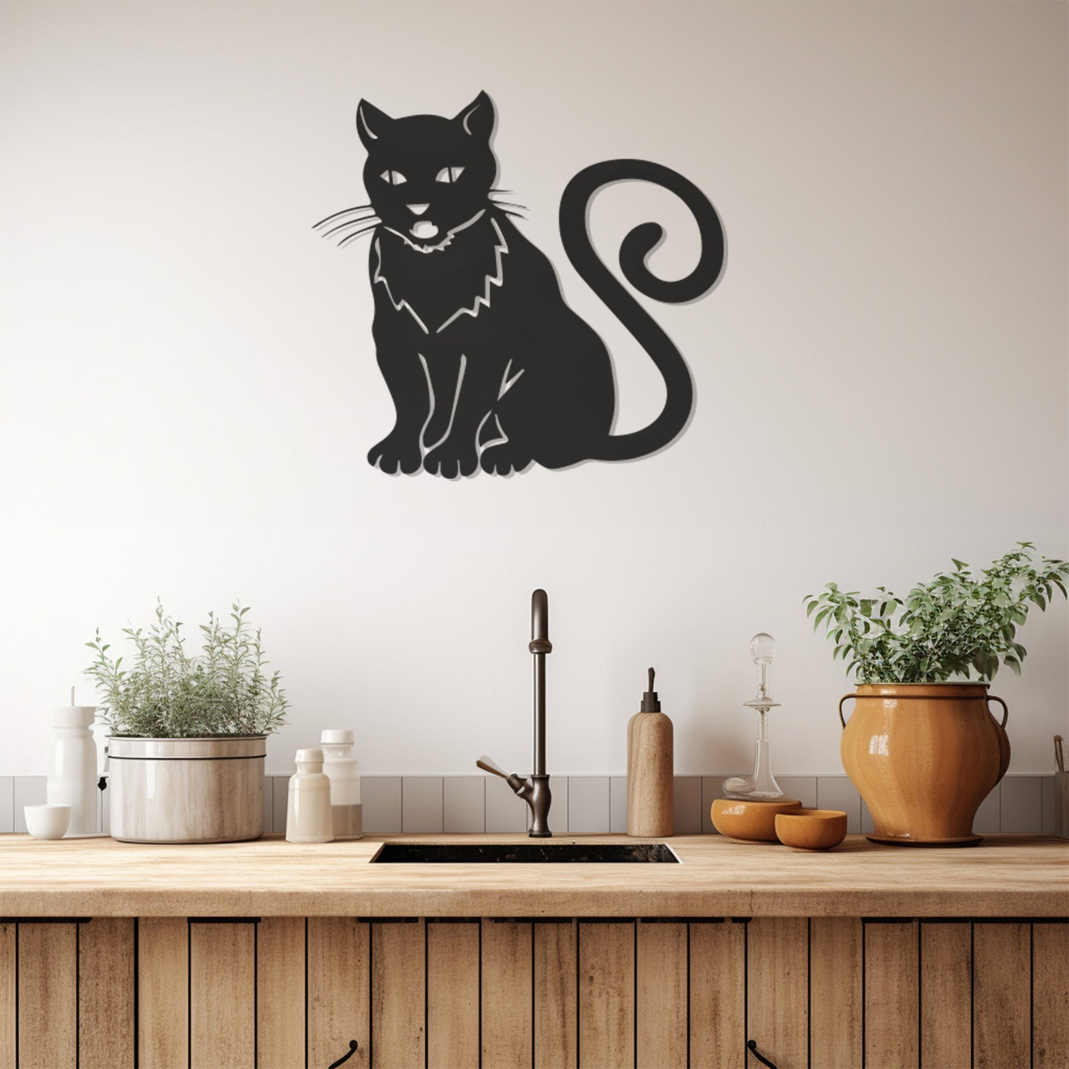 Black Cat Metal Wall Decor