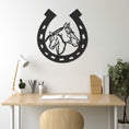 Load image into Gallery viewer, Silhouette Of Two Horses In Horseshoe Metal Wall Decor
