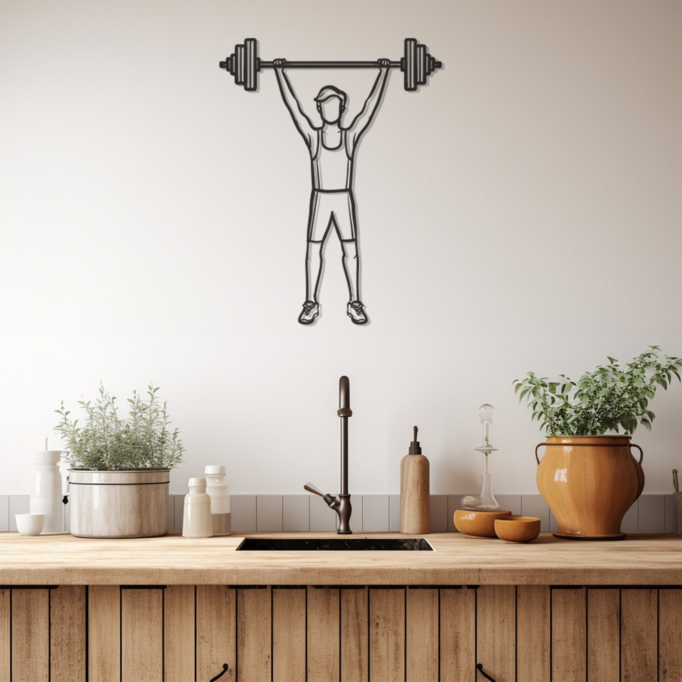 Man Lifting Weights Metal Wall Art