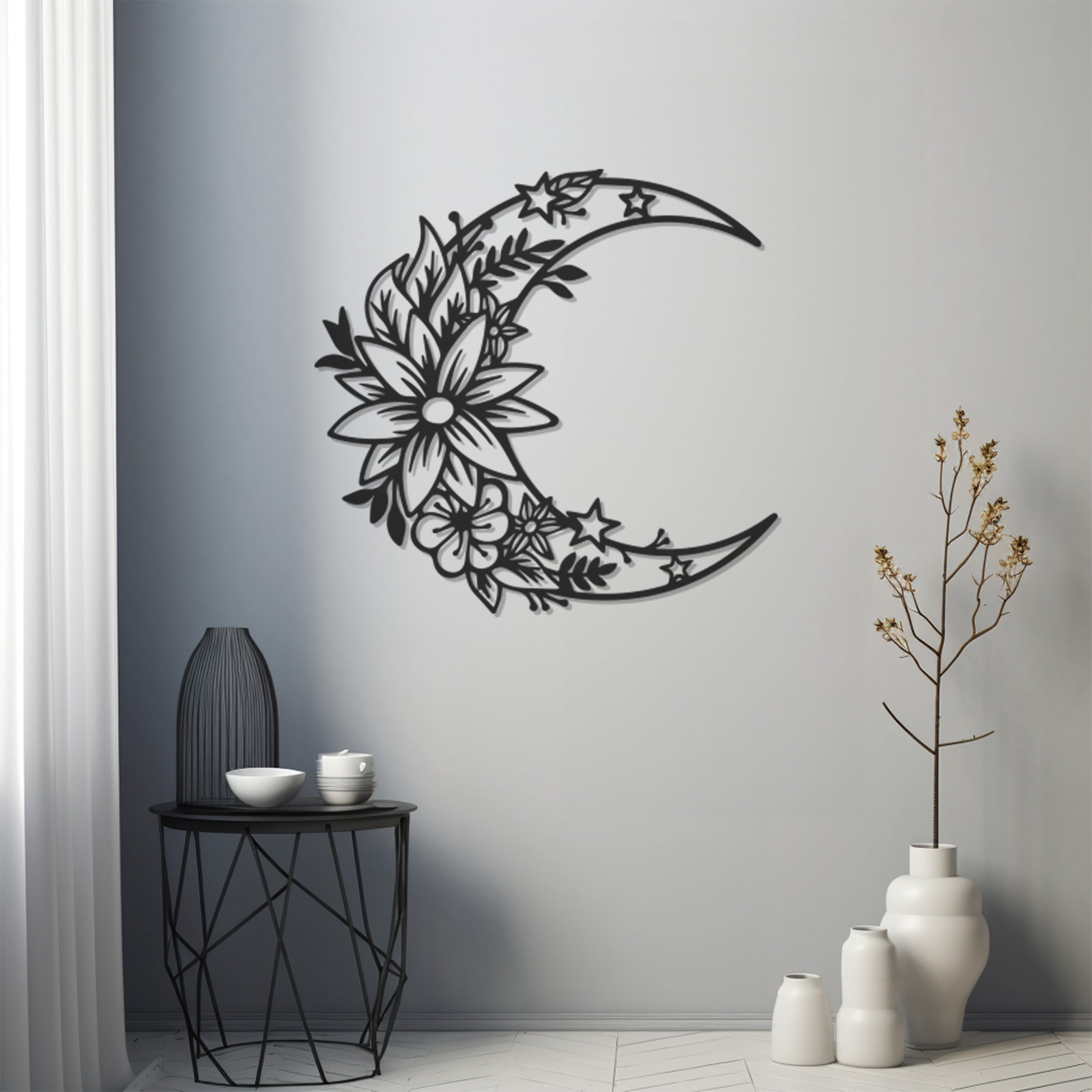 Flowering Moon Metal Wall Decor