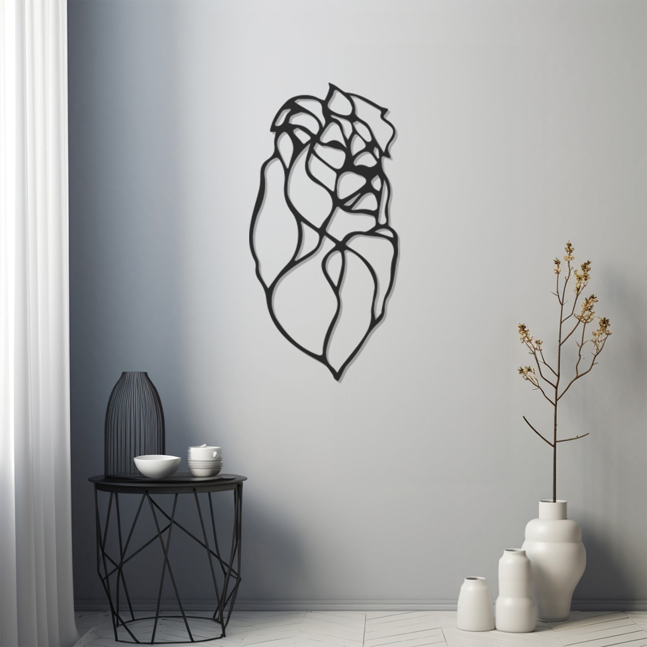 Geometric Lion Figure Line Art Metal Wall Art