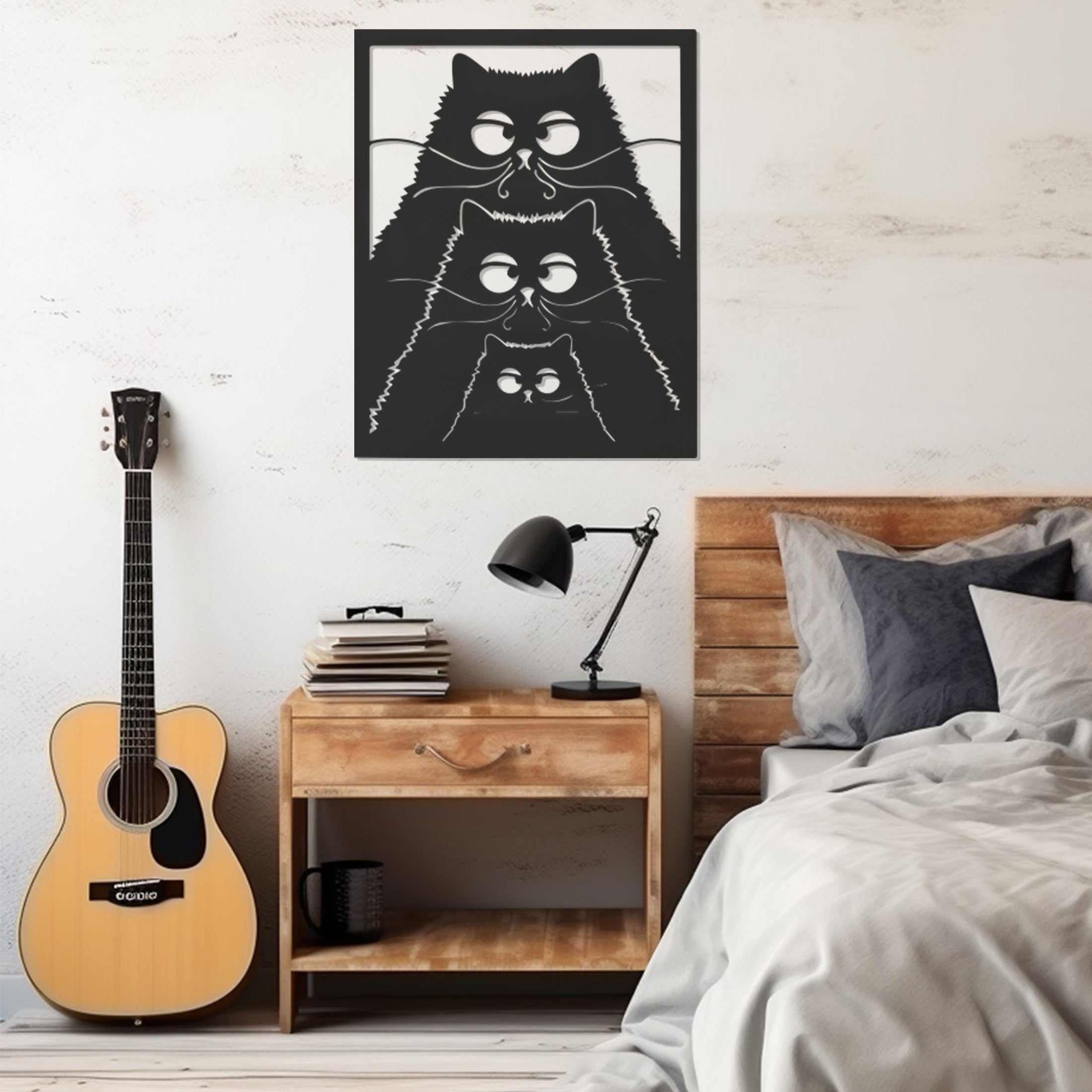 Confused Cat Family Metal Wall Art