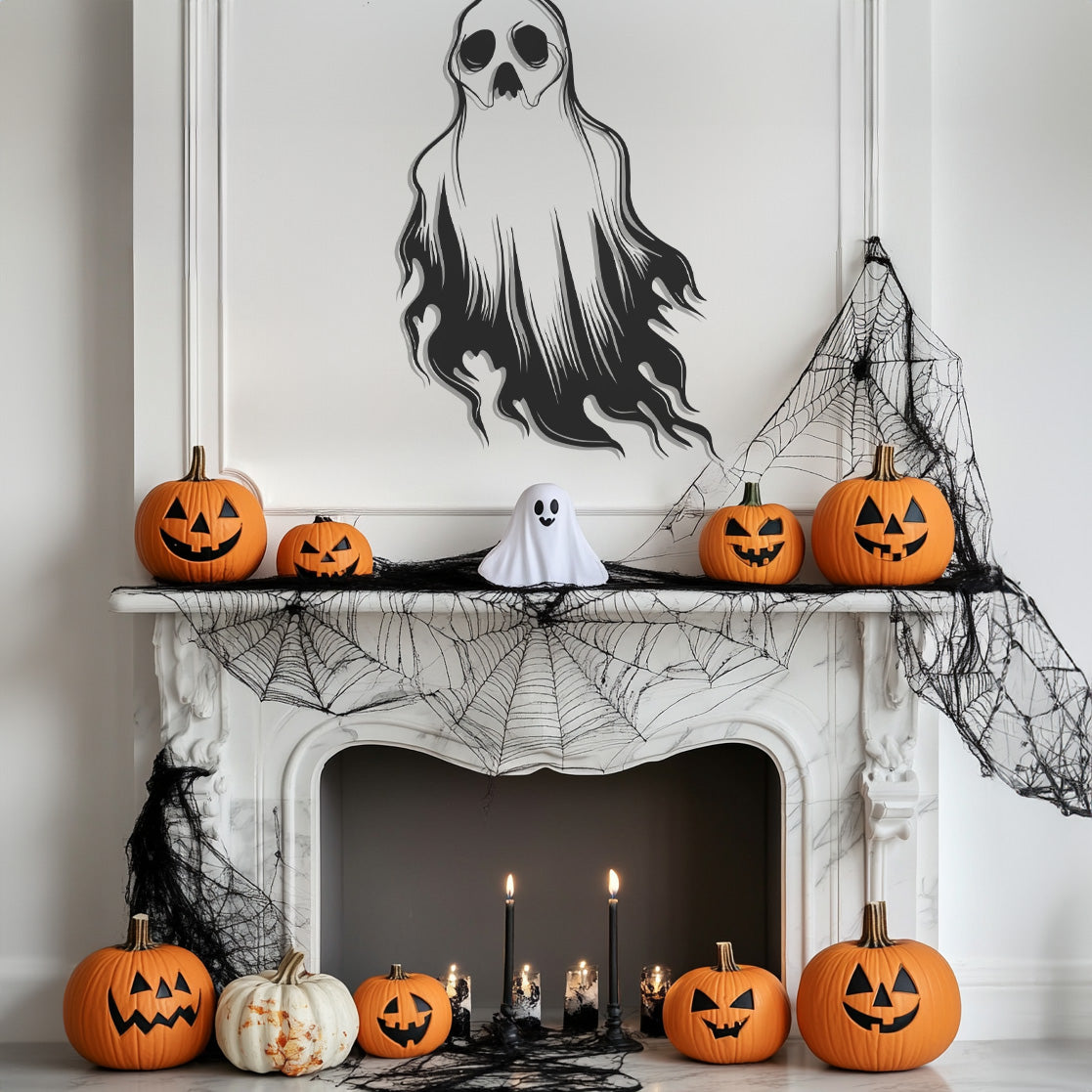 Ghost Halloween Theme Metal Wall Art