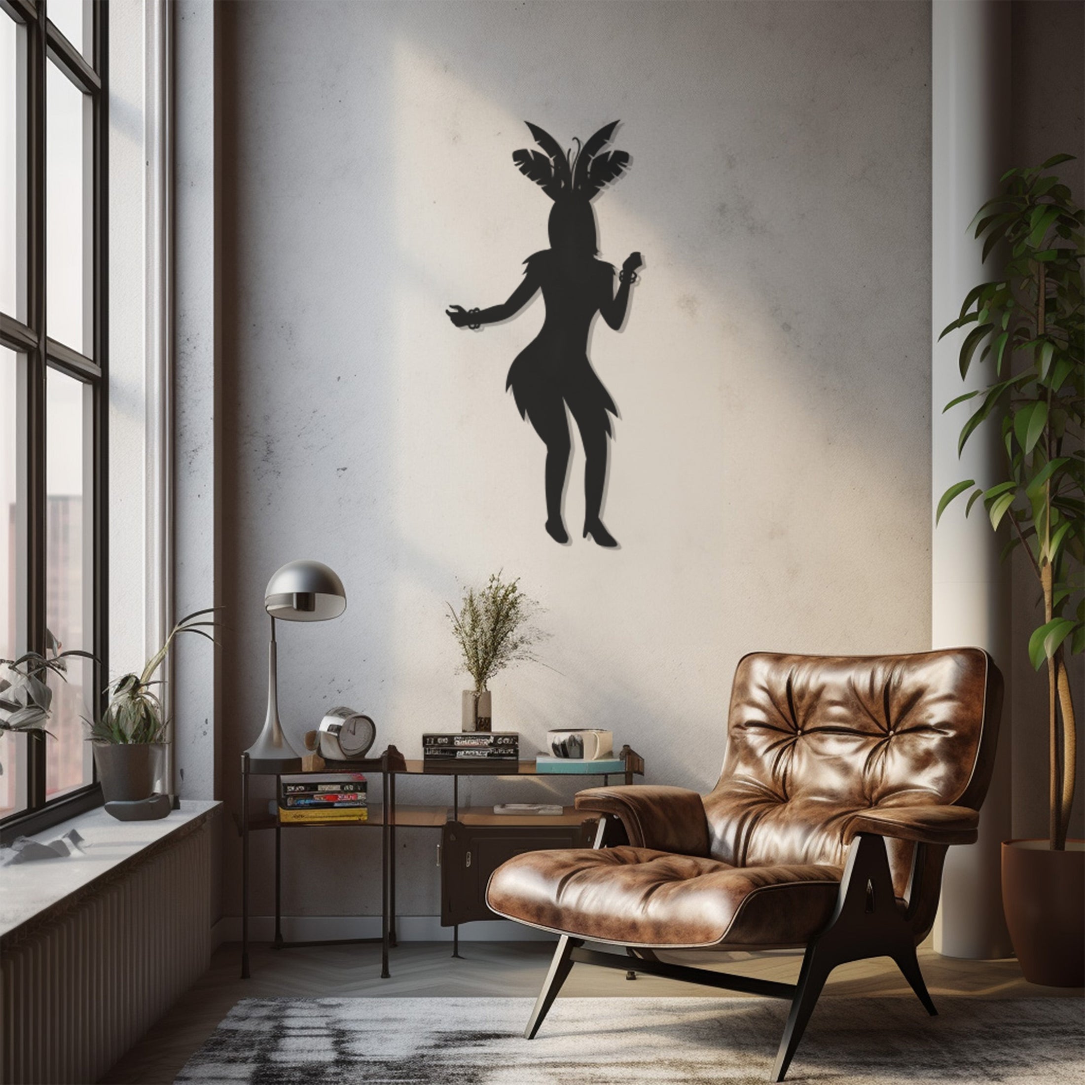 Left Profile Dancing Woman Metal Wall Art