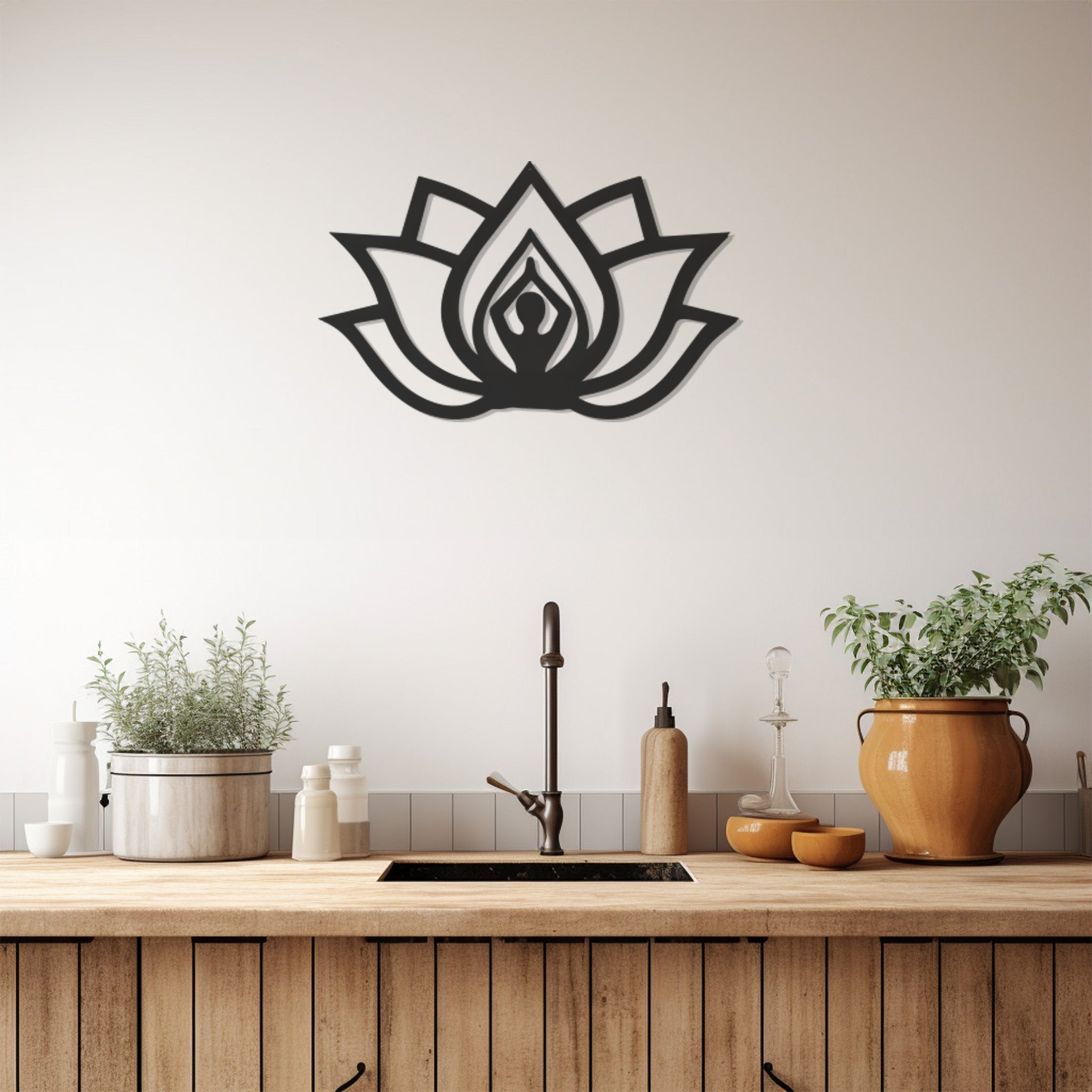 Yoga Lotus Metal Wall Decor, Wall Decor, Metal Wall art